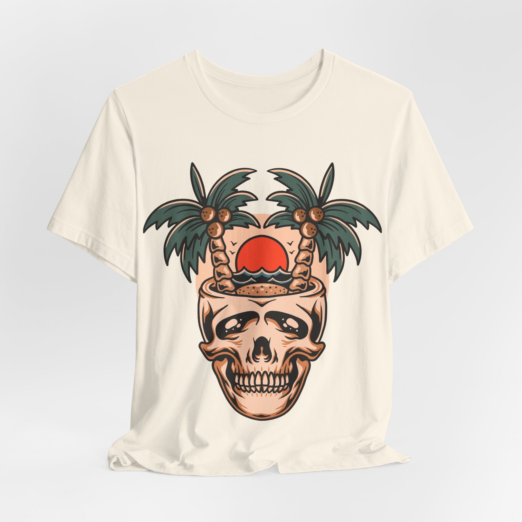 Skull Island Tee — Palm Tree Sunset Skull Graphic T-Shirt