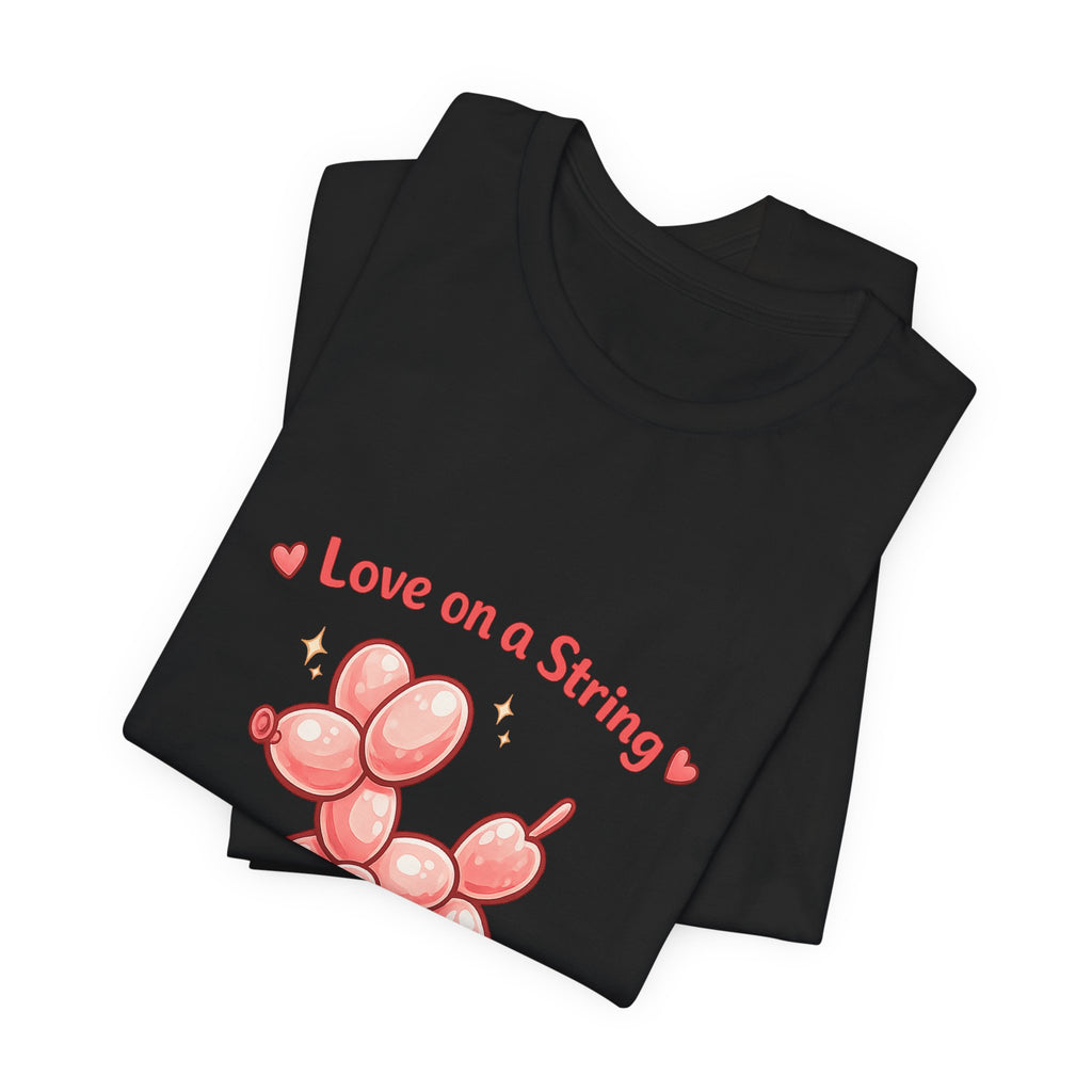 T-Shirt — "Love on a String" Pink Balloon Dog Valentine Tee