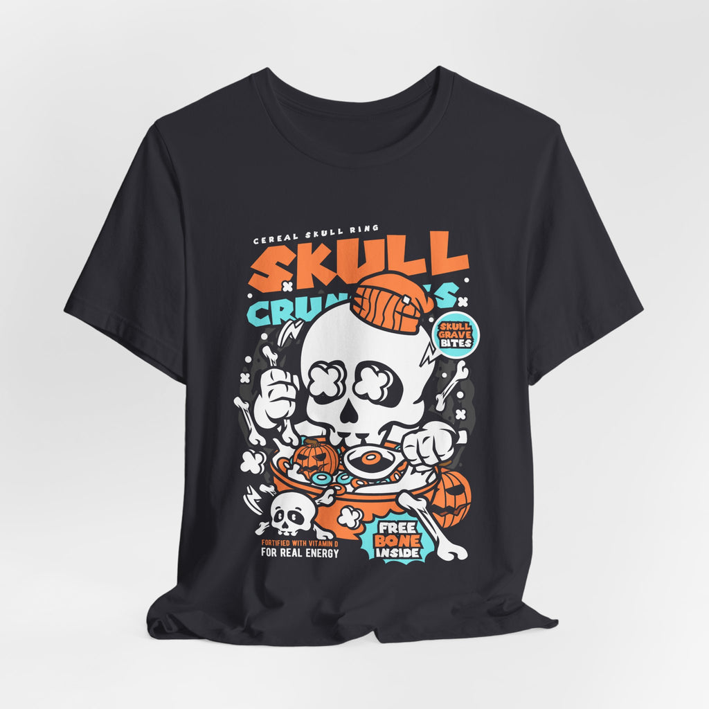 Skull Crunch Cereal Graphic Tee — Halloween Skull Breakfast T-Shirt