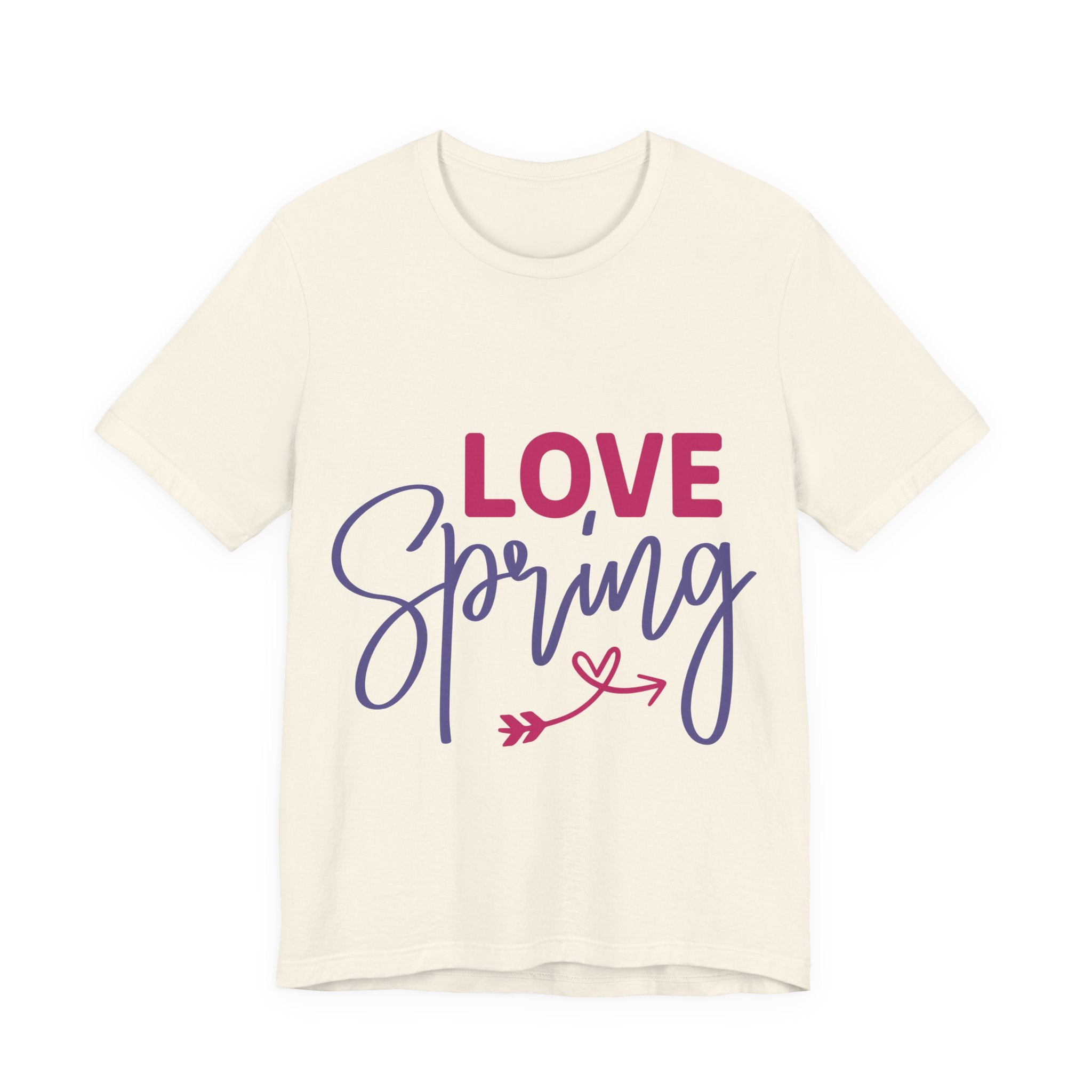 Love Spring T-Shirt - Floral Script Tee with Heart Arrow