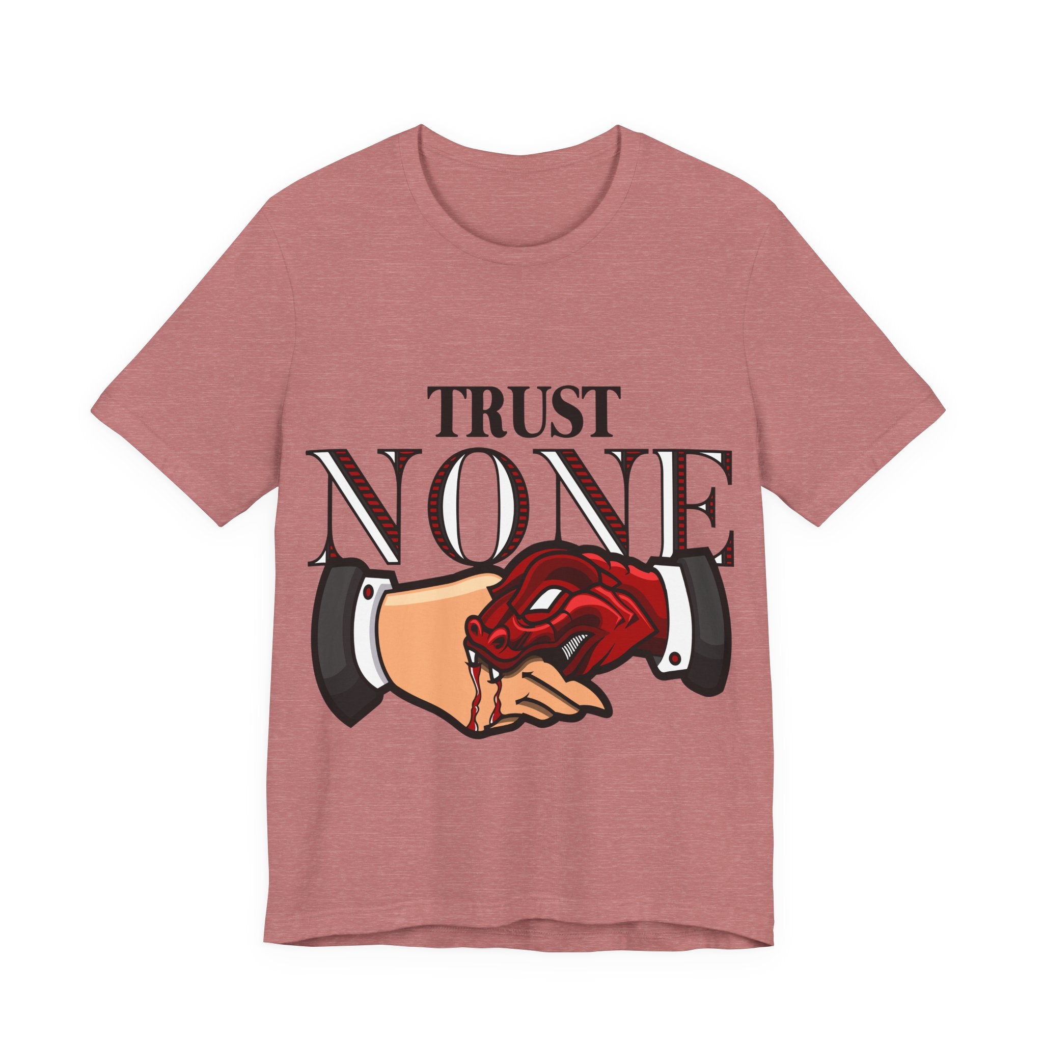 Trust None T-Shirt — Graphic Rose & Handshake Tee