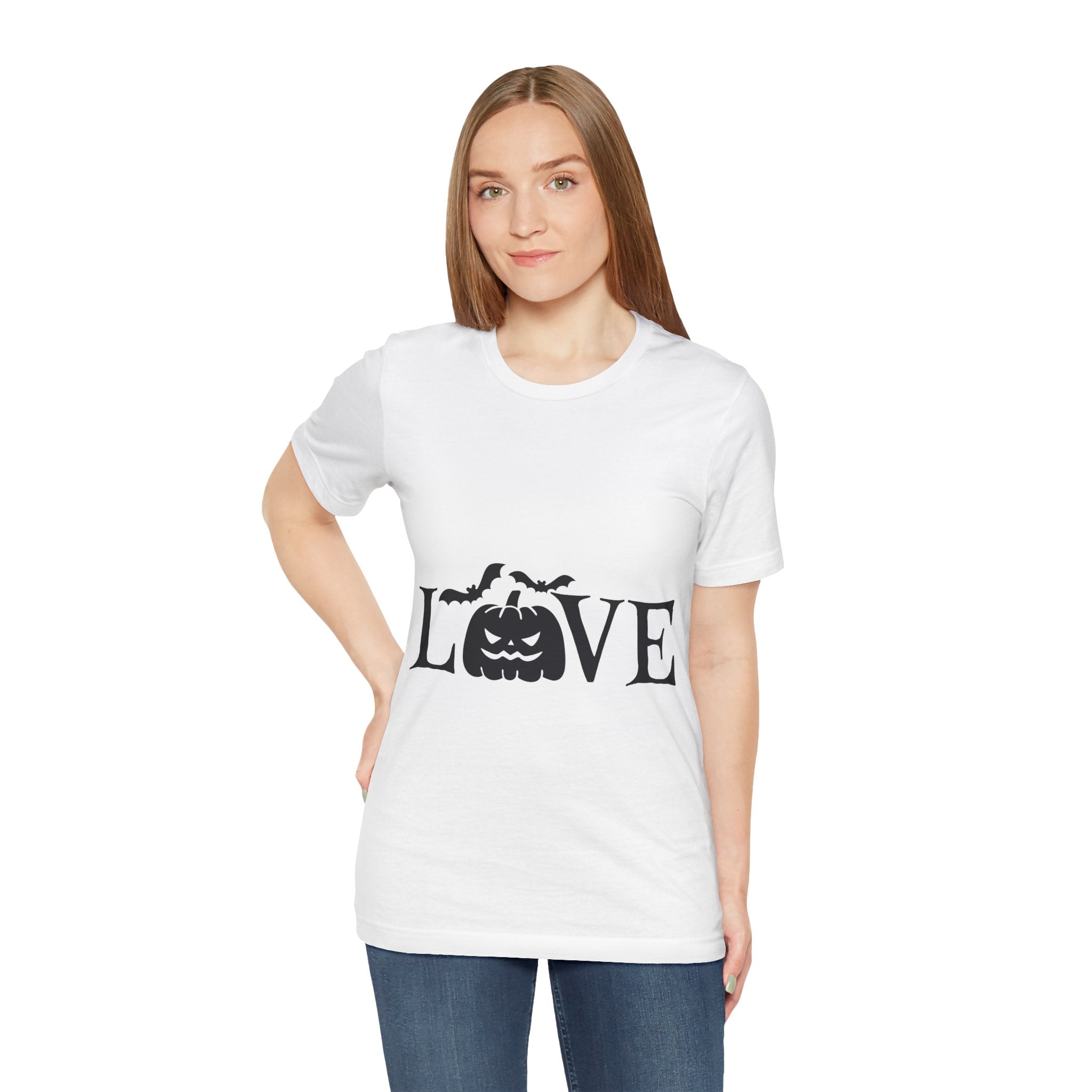 Halloween Love T-Shirt - Jack-o'-Lantern & Bats Graphic Tee