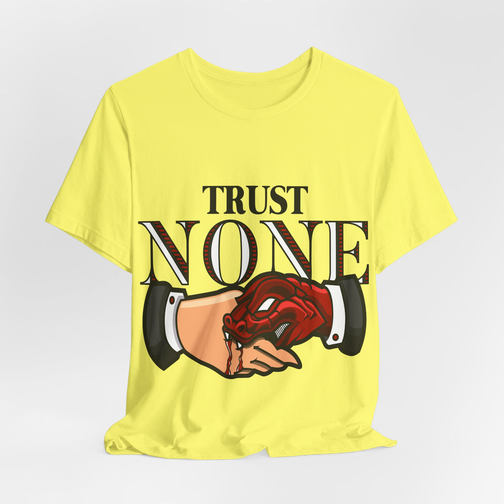 Trust None T-Shirt — Graphic Rose & Handshake Tee