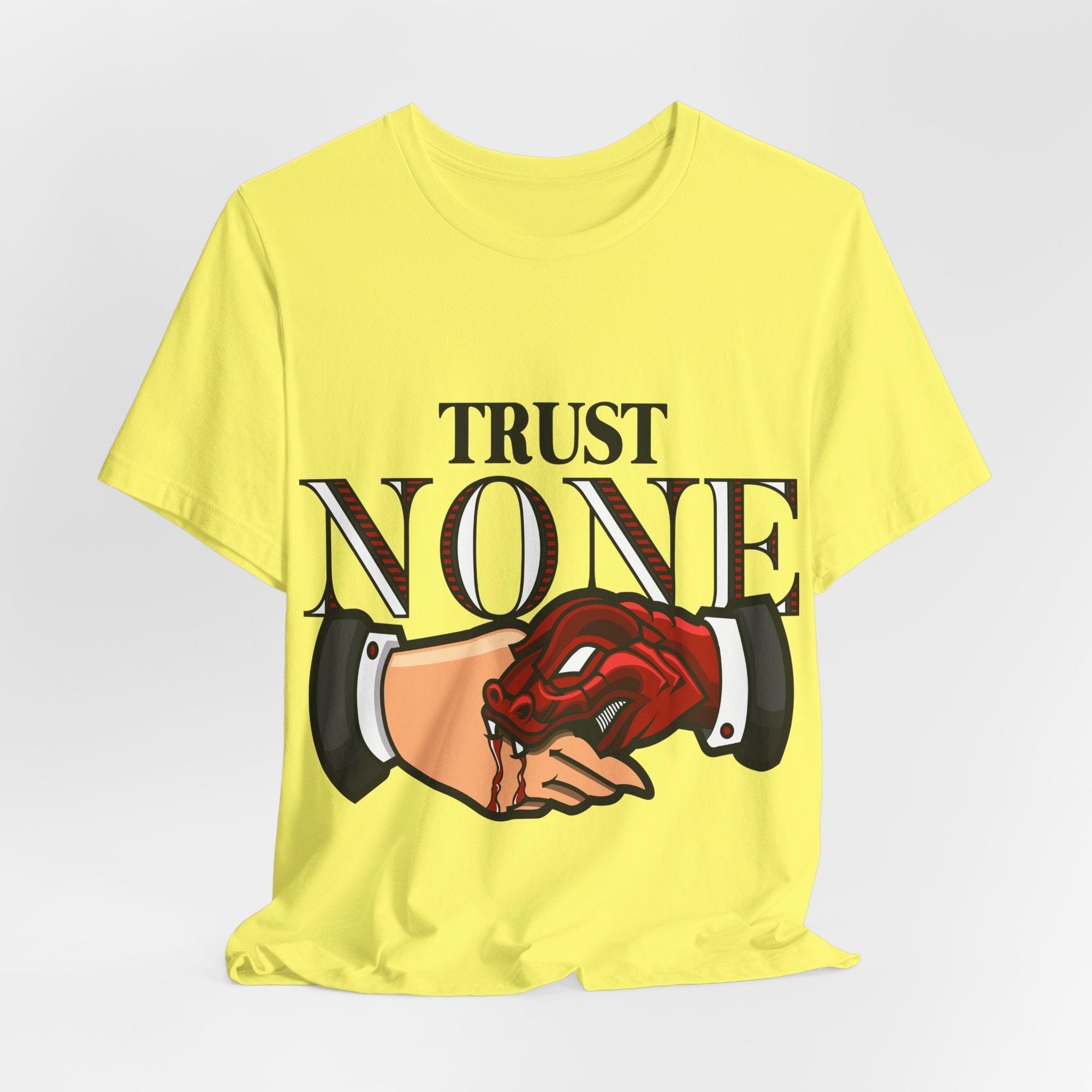 Trust None T-Shirt — Graphic Rose & Handshake Tee