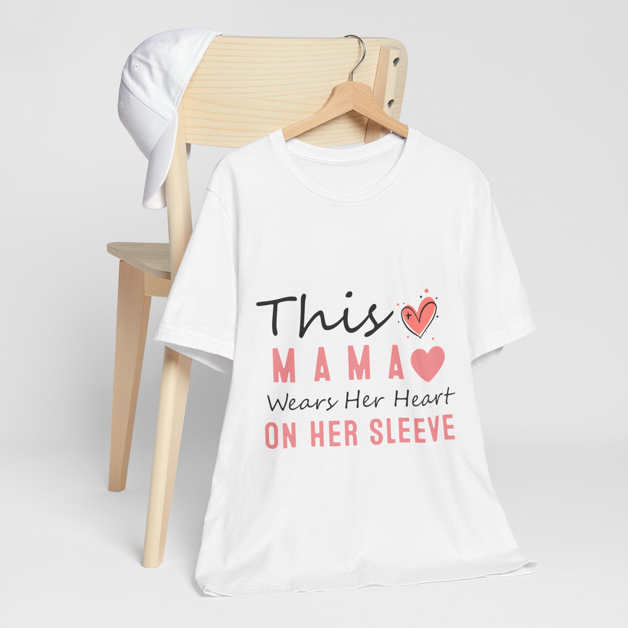 This Mama Wears Her Heart On Her Sleeve T-Shirt – Mother's Day Heart Tee