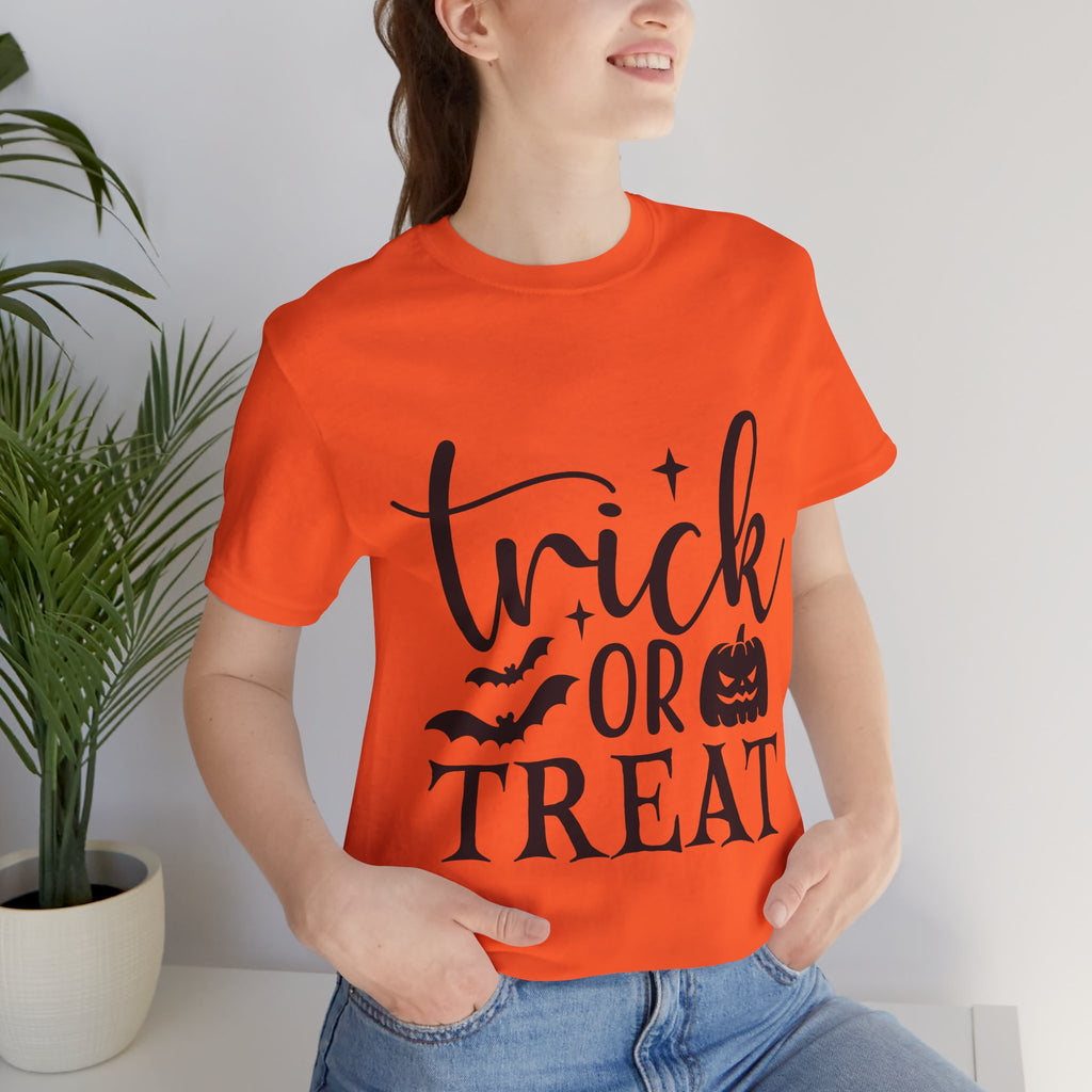 Trick or Treat Halloween T-Shirt — Pumpkin & Bats Spooky Tee