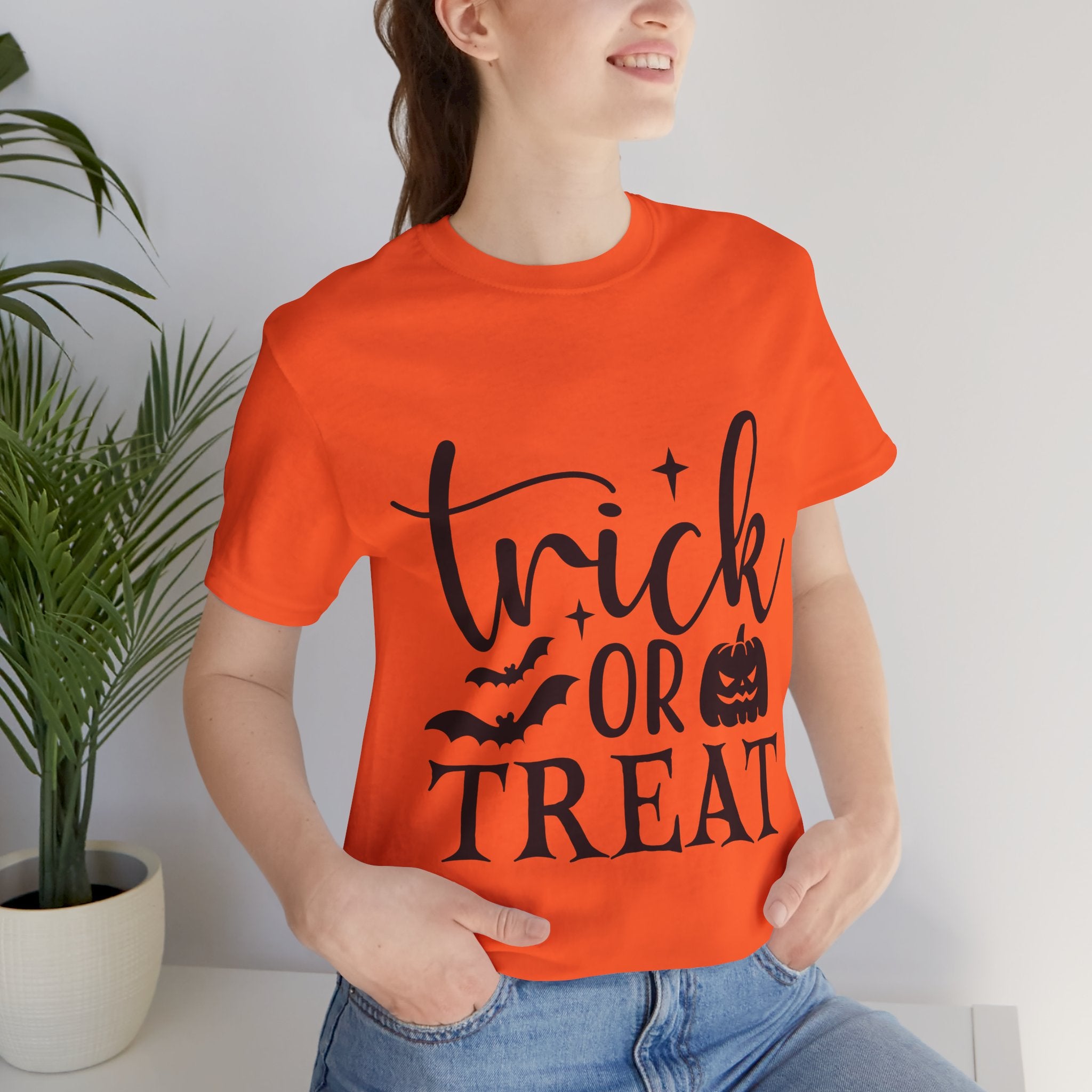 Trick or Treat Halloween T-Shirt — Pumpkin & Bats Spooky Tee