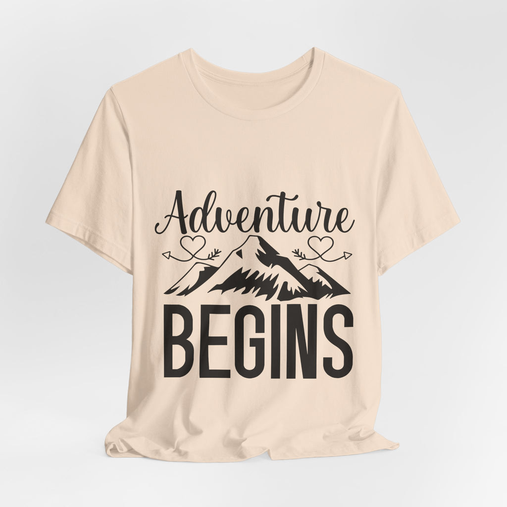 Adventure Begins Tee — Mountain Travel Graphic T-Shirt
