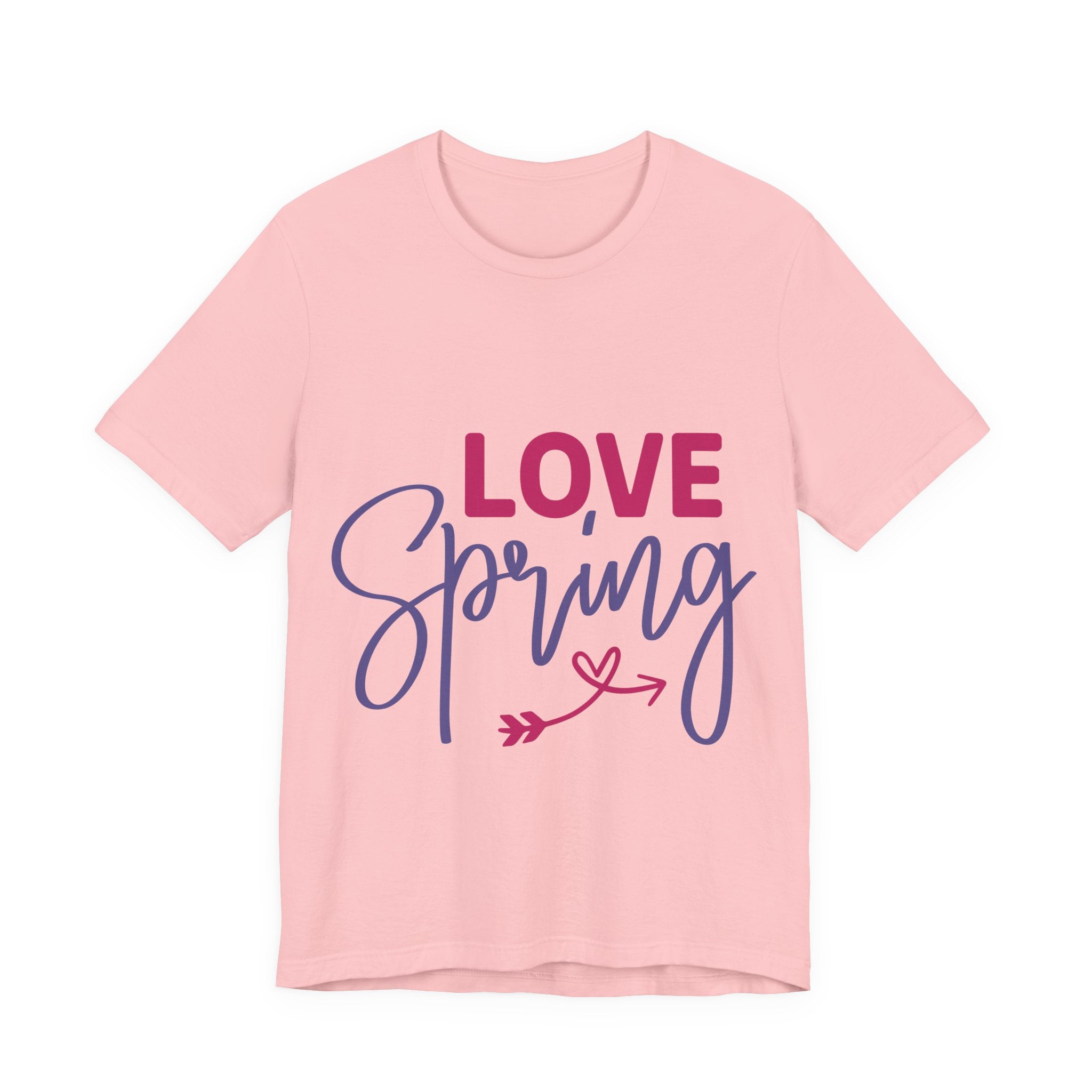 Love Spring T-Shirt - Floral Script Tee with Heart Arrow