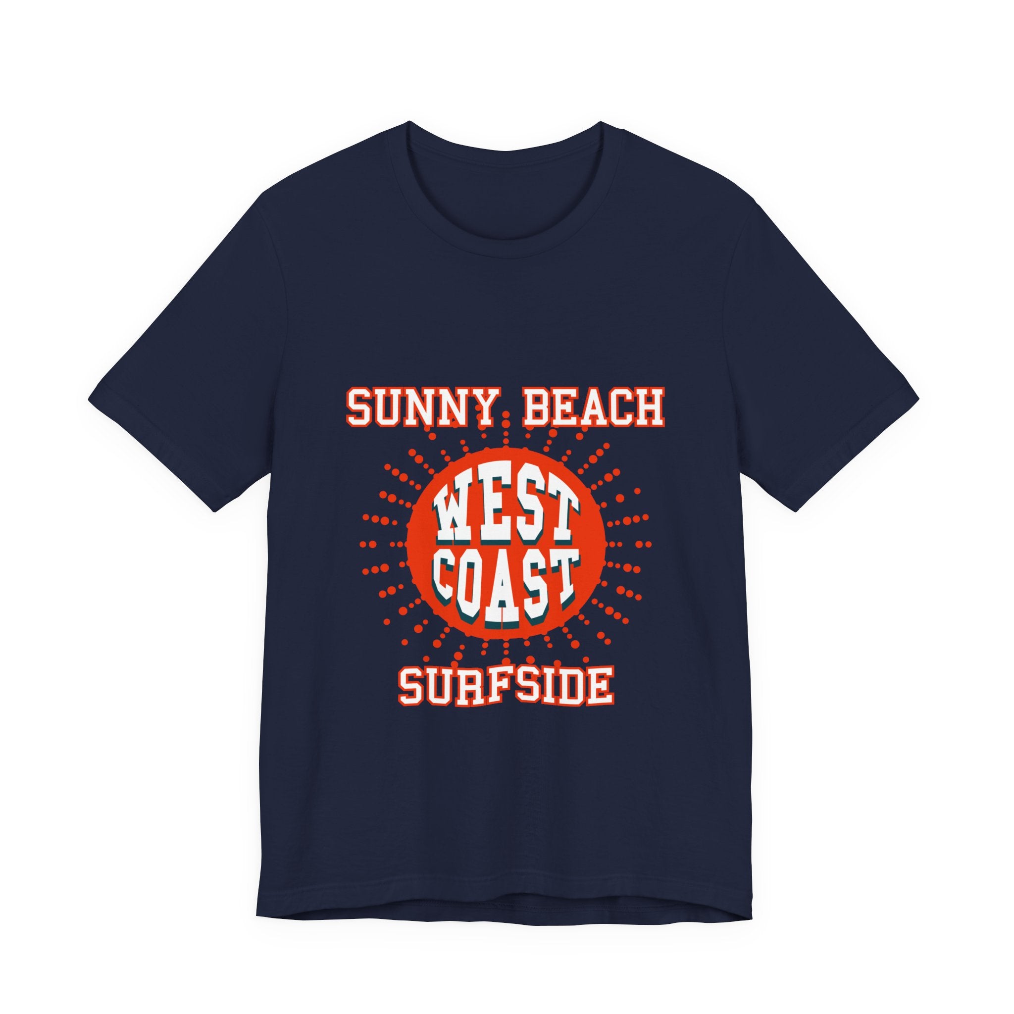 West Coast Sunny Beach Tee — "Sunny Beach West Coast Surfside" Retro Surf T-Shirt