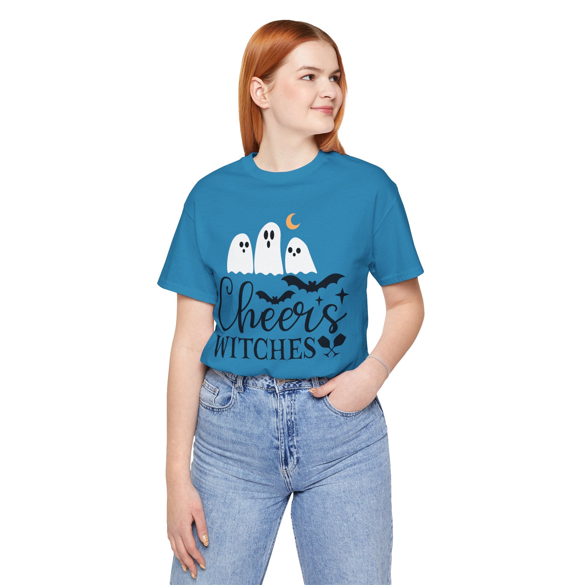 Cheers Witches Halloween Tee — Cute Ghosts, Bats & Party Slogan