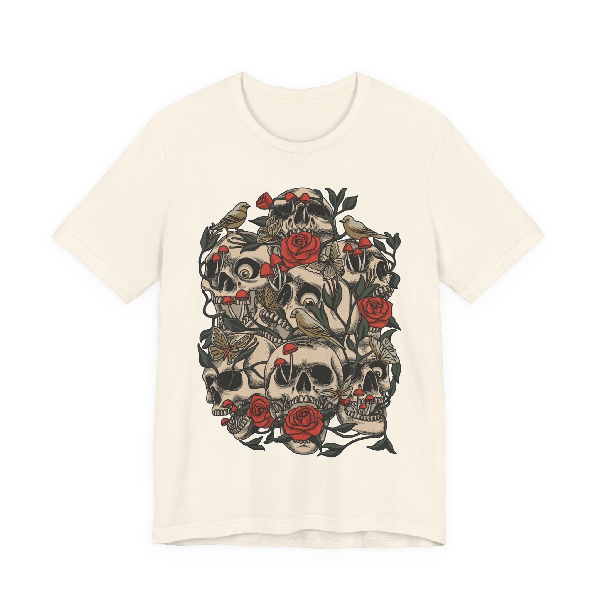 Skull & Roses Graphic Tee — Gothic Floral Skull T-Shirt