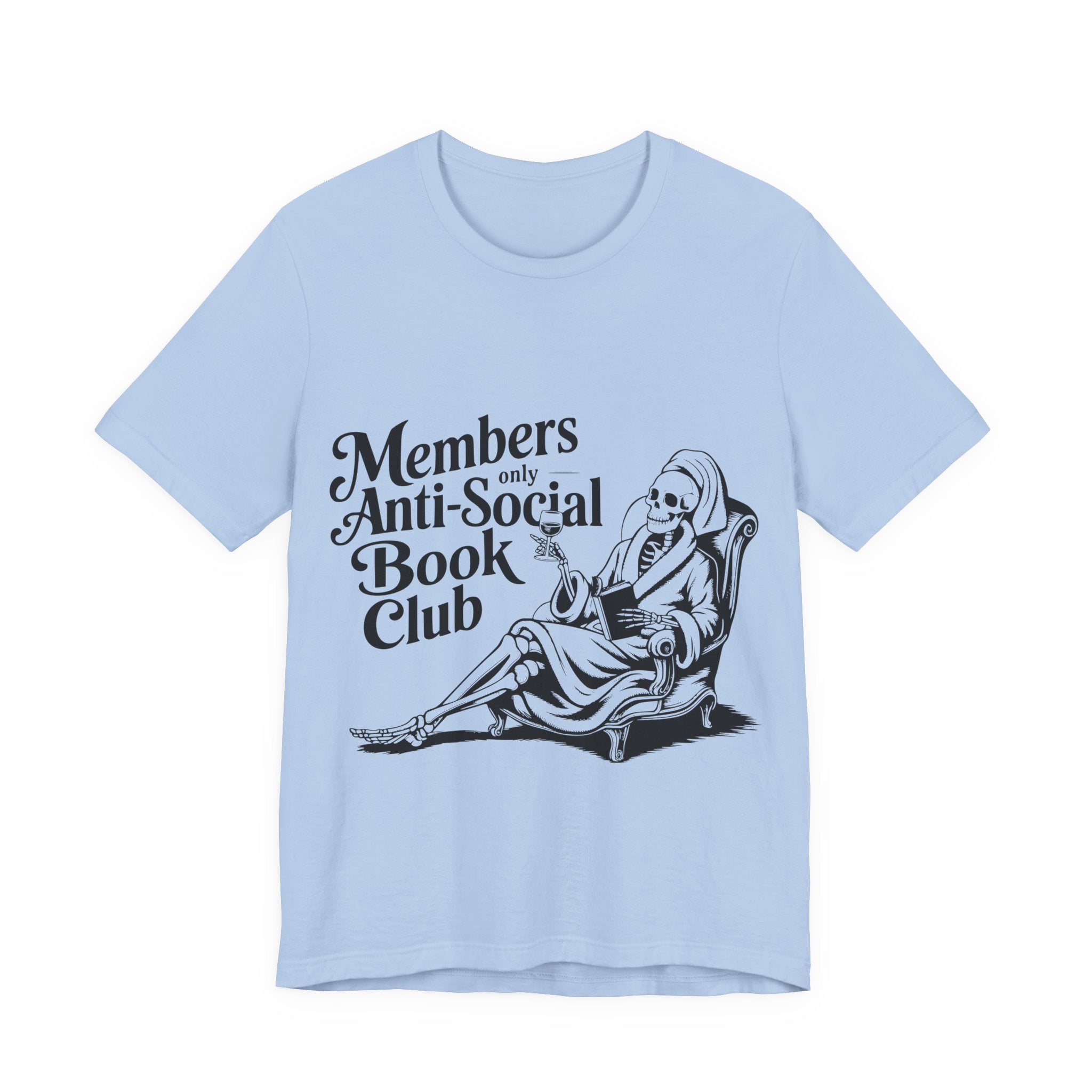 Anti-Social Book Club T-Shirt — Members Only Skeleton Reading Tee