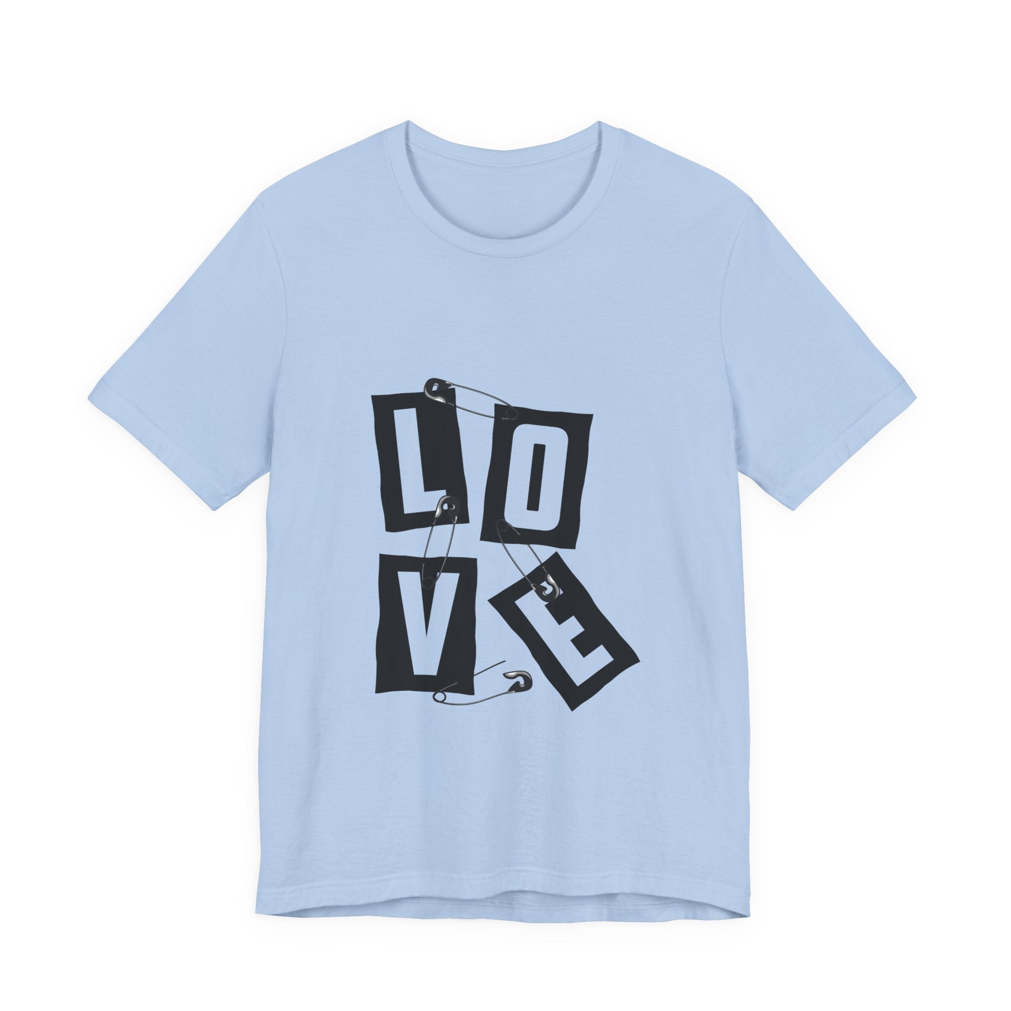 LOVE Safety Pin Graphic Tee — Punk Rock Vintage Valentine T‑Shirt