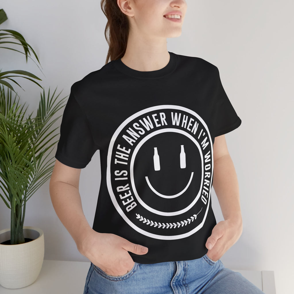 Beer Is The Answer T-Shirt — Funny Smiley Beer Graphic Tee