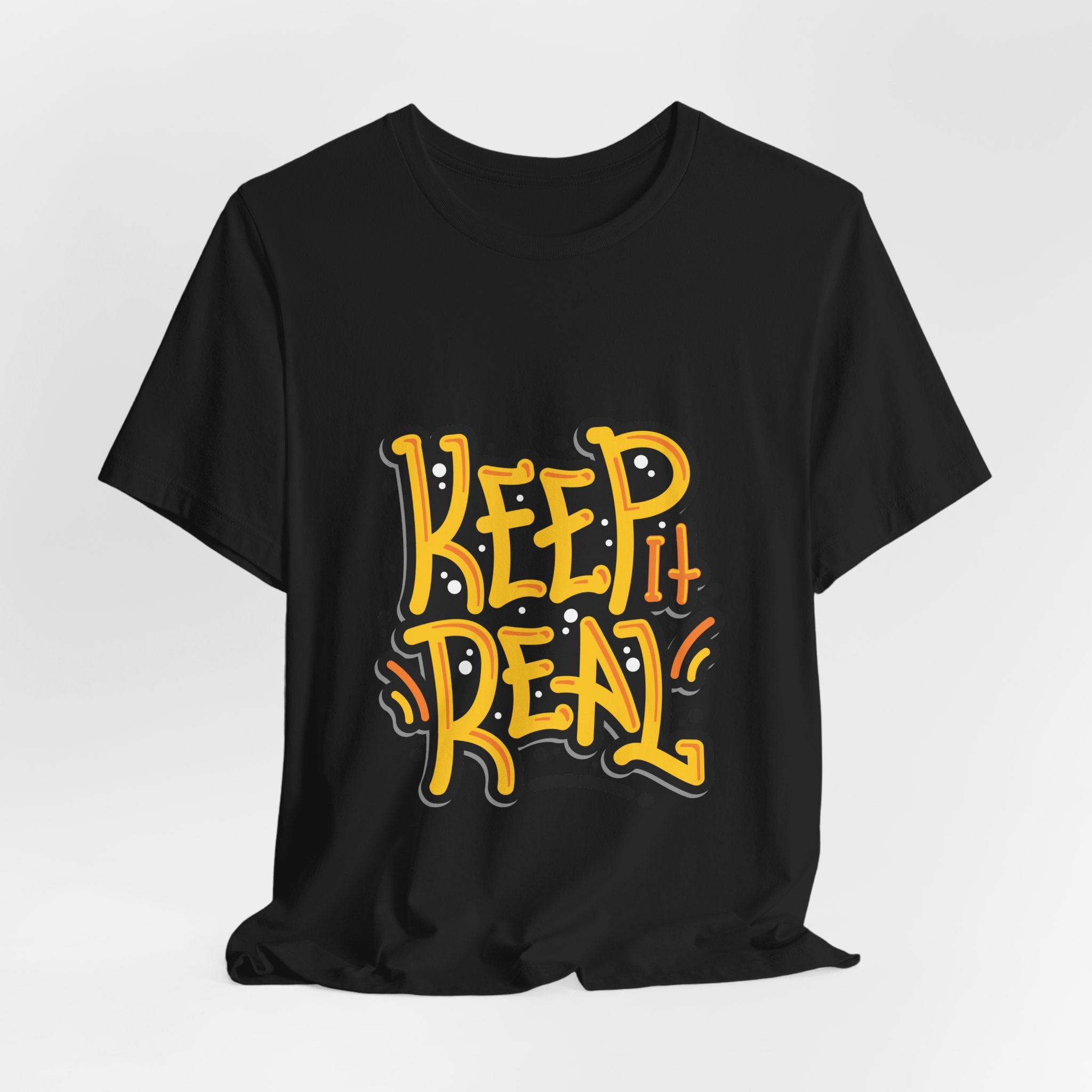Keep It Real T-Shirt — Retro Yellow Hand-Lettered Graphic Tee