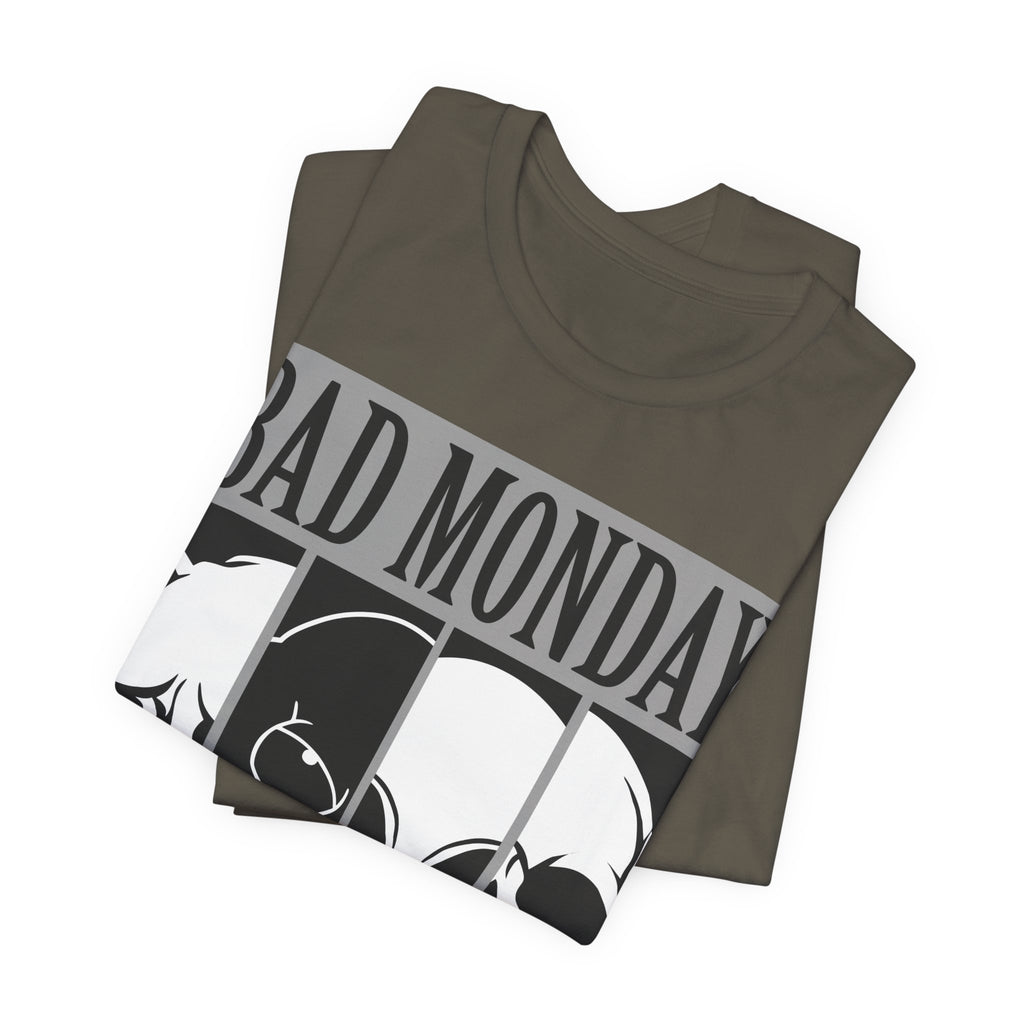 Bad Monday Skull Tee — Gothic Graphic T-Shirt with 'Good Product for Good People' Slogan