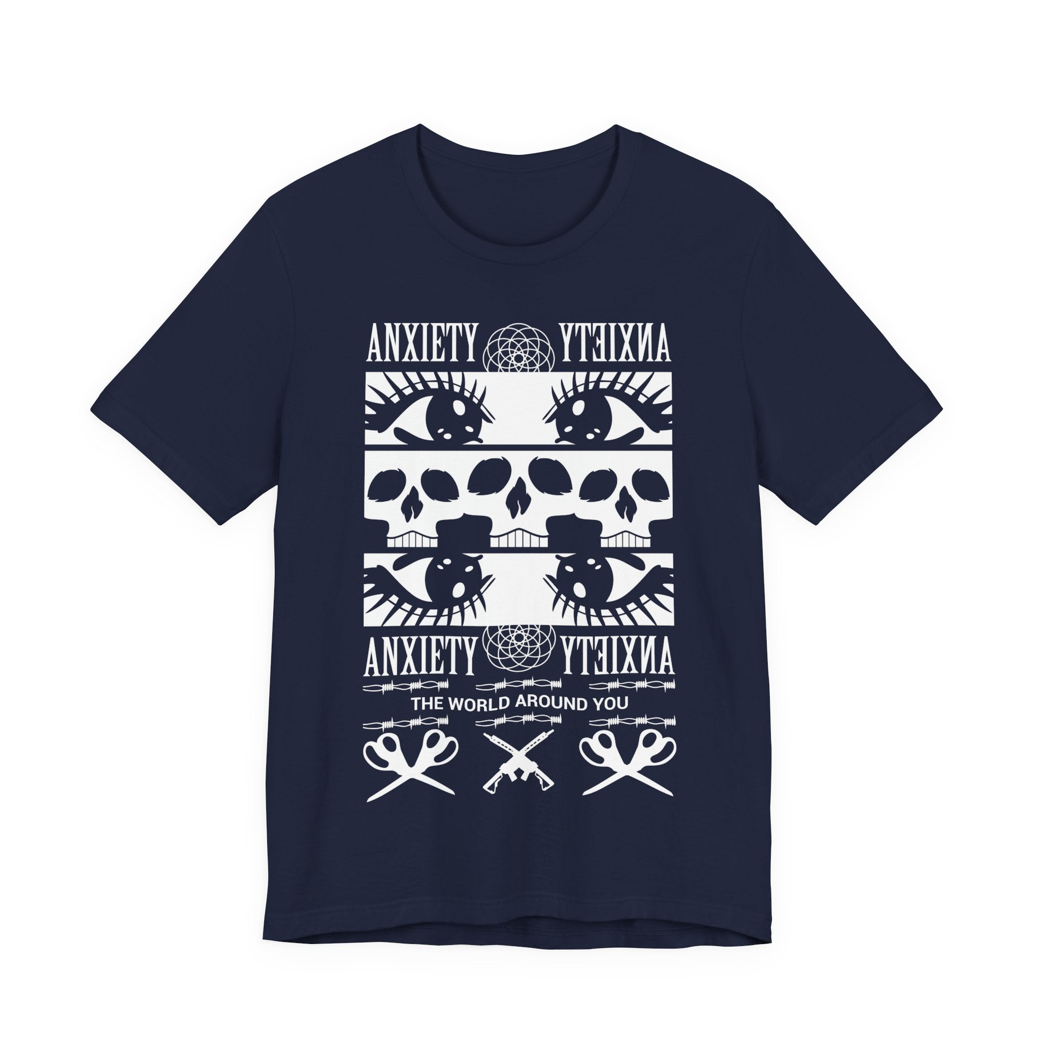 Anxiety Skull Graphic Tee — Goth Mental Health Awareness T-Shirt