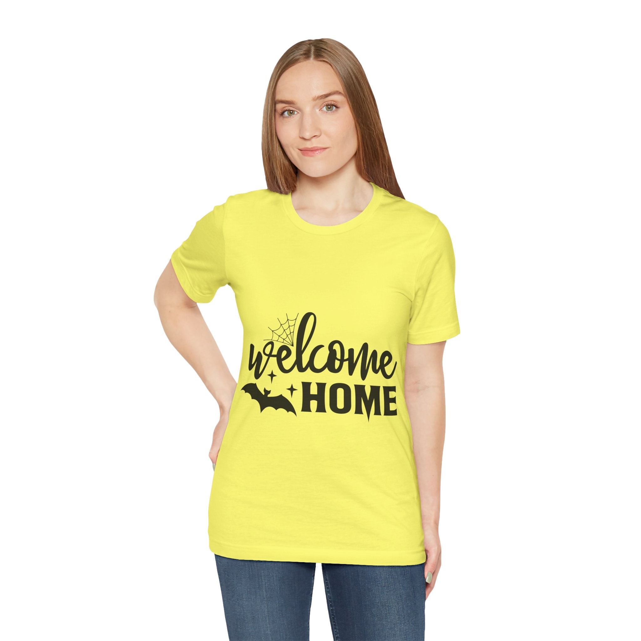 Welcome Home Halloween T-Shirt — Bat & Spiderweb Spooky Tee