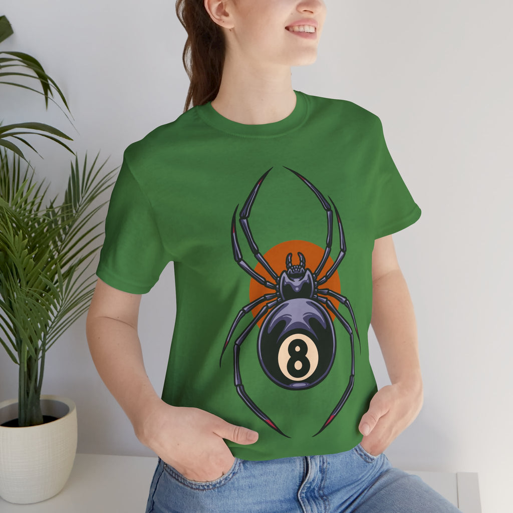 8-Ball Spider Graphic Tee — Pool Player & Halloween Spider T-Shirt