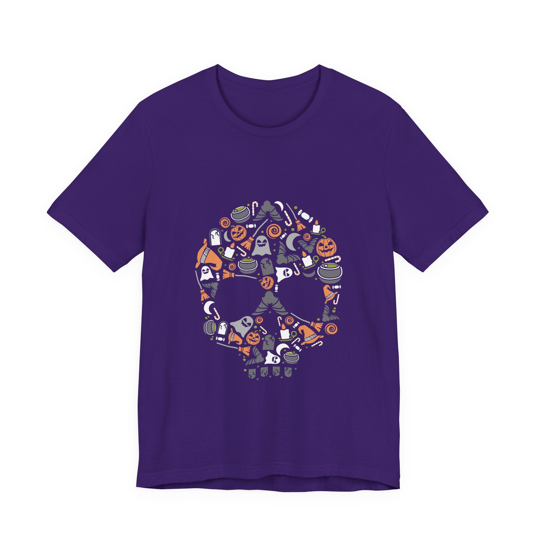 Halloween Skull Tee — Cute Spooky Candy & Pumpkin Graphic T-Shirt