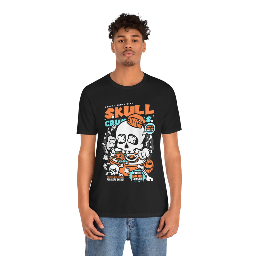 Skull Crunch Cereal Graphic Tee — Halloween Skull Breakfast T-Shirt