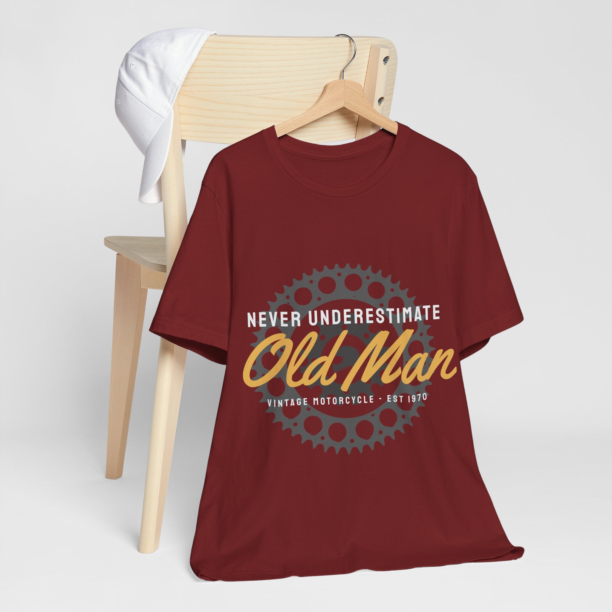 Never Underestimate Old Man Vintage Motorcycle Tee