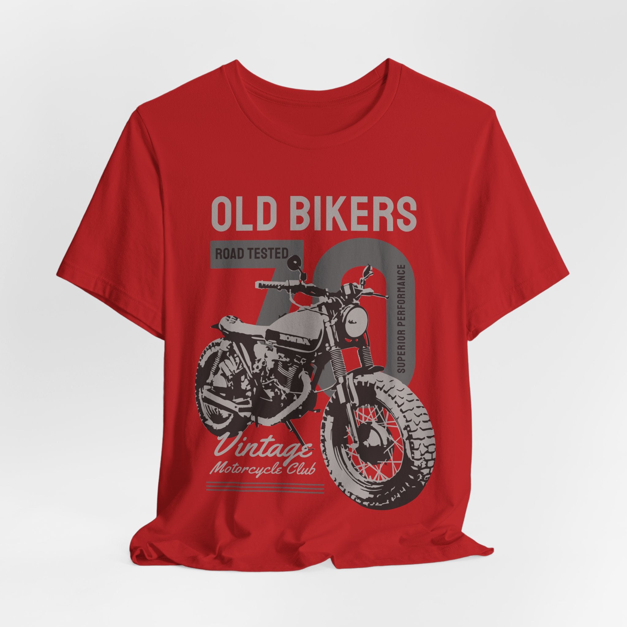 T-Shirt — "Old Bikers 70 Vintage Motorcycle Club" Retro Biker Tee