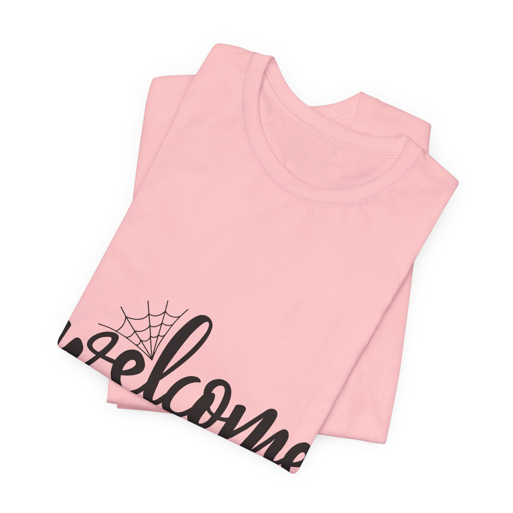 Welcome Home Halloween T-Shirt — Bat & Spiderweb Spooky Tee