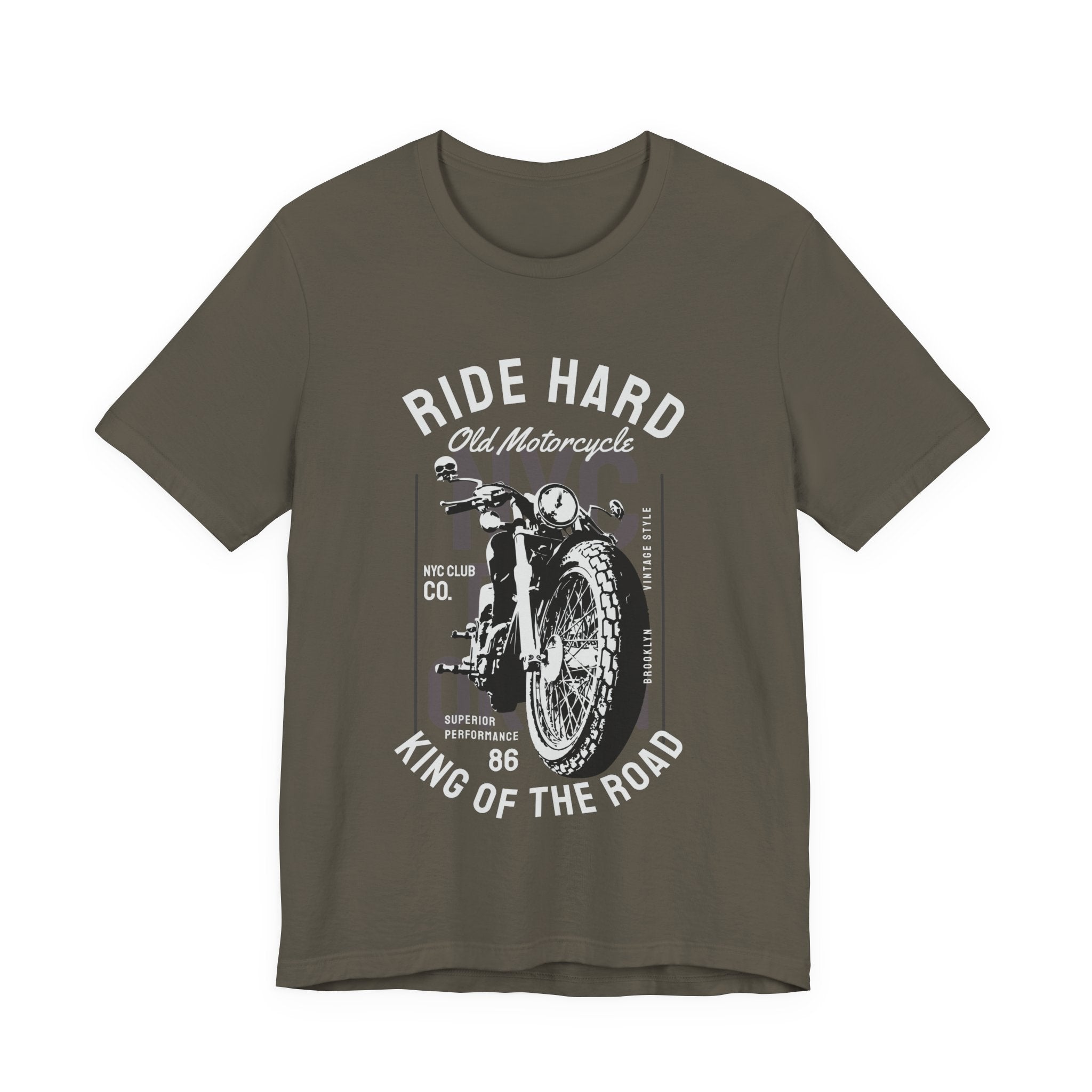Motorcycle Tee — "Ride Hard / King of the Road" Vintage Bike T-Shirt