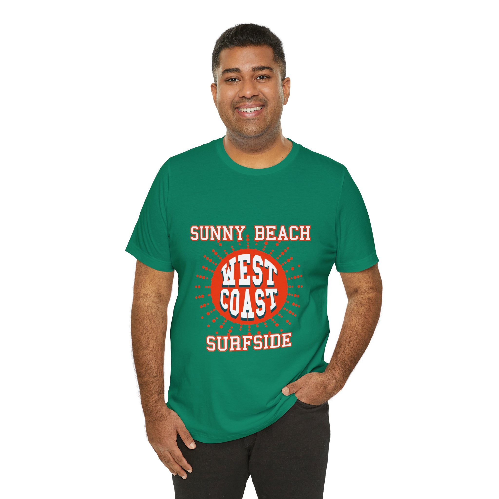West Coast Sunny Beach Tee — "Sunny Beach West Coast Surfside" Retro Surf T-Shirt