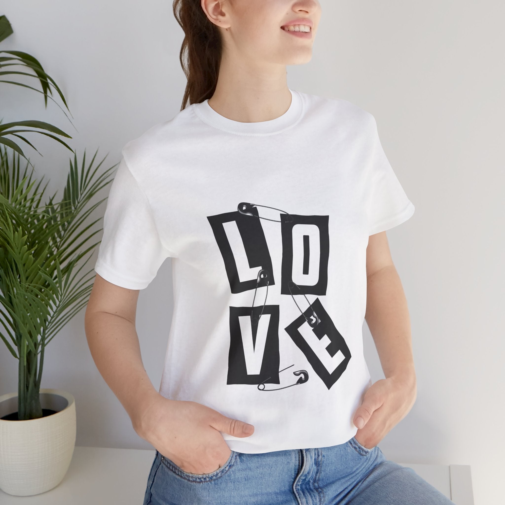 LOVE Safety Pin Graphic Tee — Punk Rock Vintage Valentine T‑Shirt