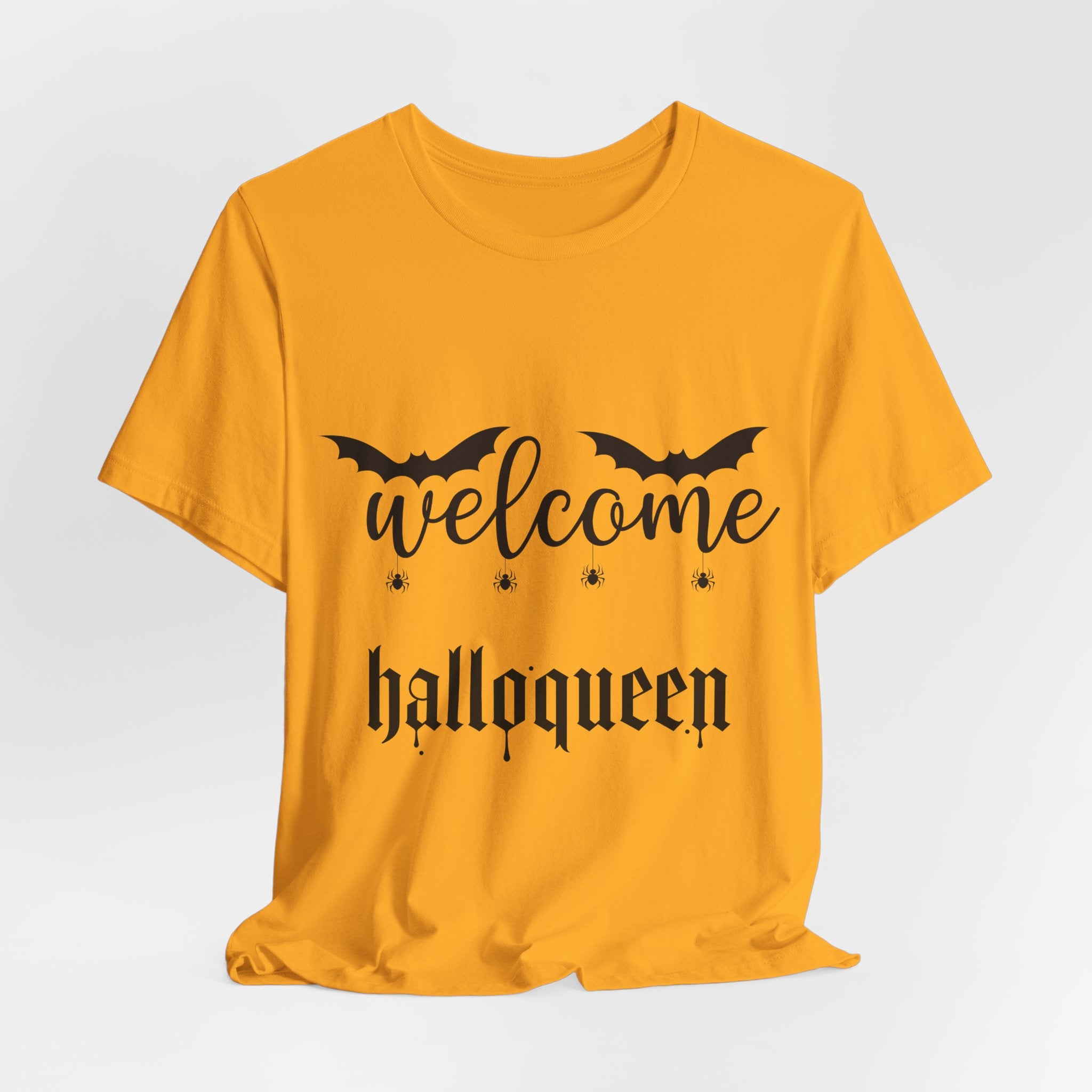 Welcome HalloQueen T‑Shirt — Halloween Bat Graphic Tee
