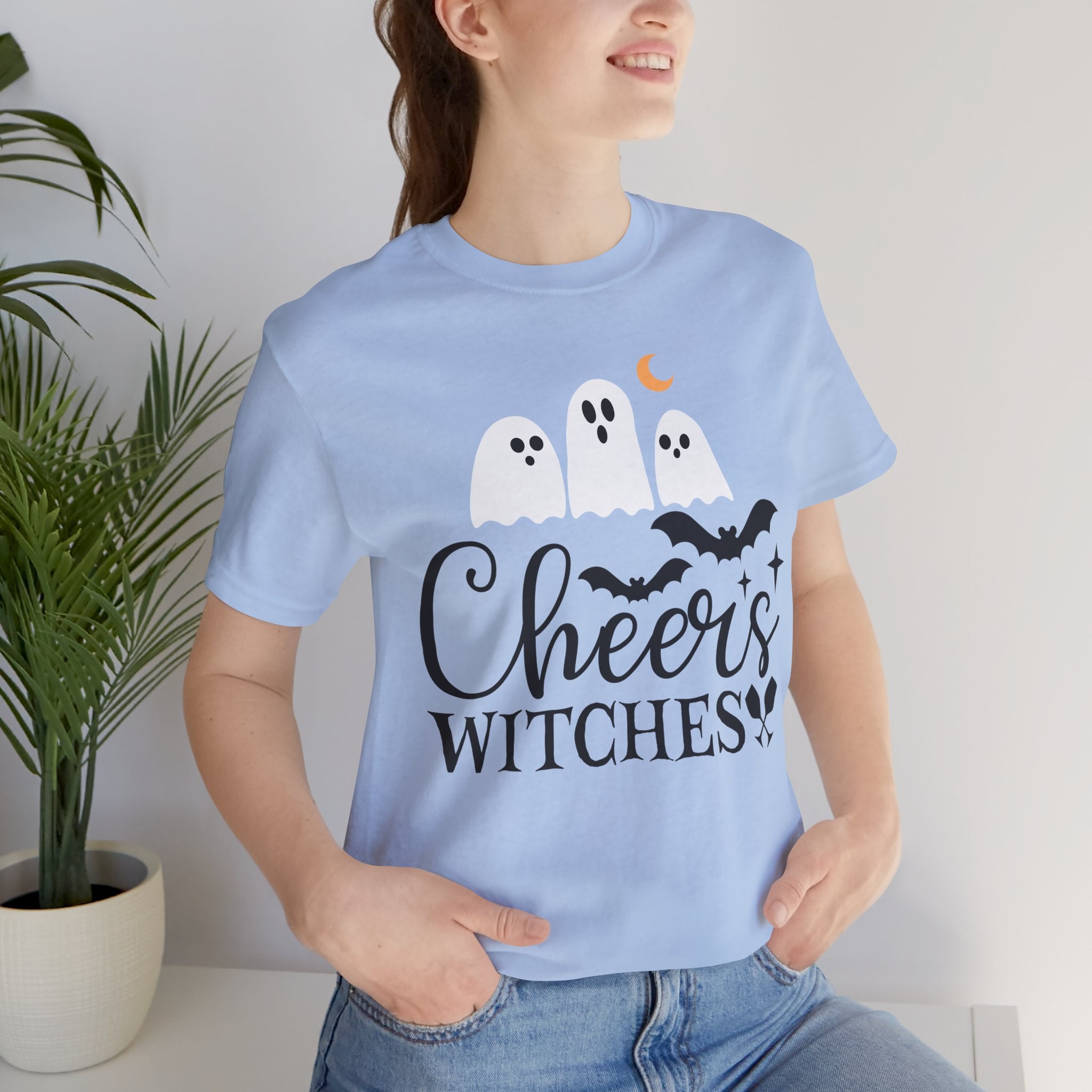 Cheers Witches Halloween Tee — Cute Ghosts, Bats & Party Slogan
