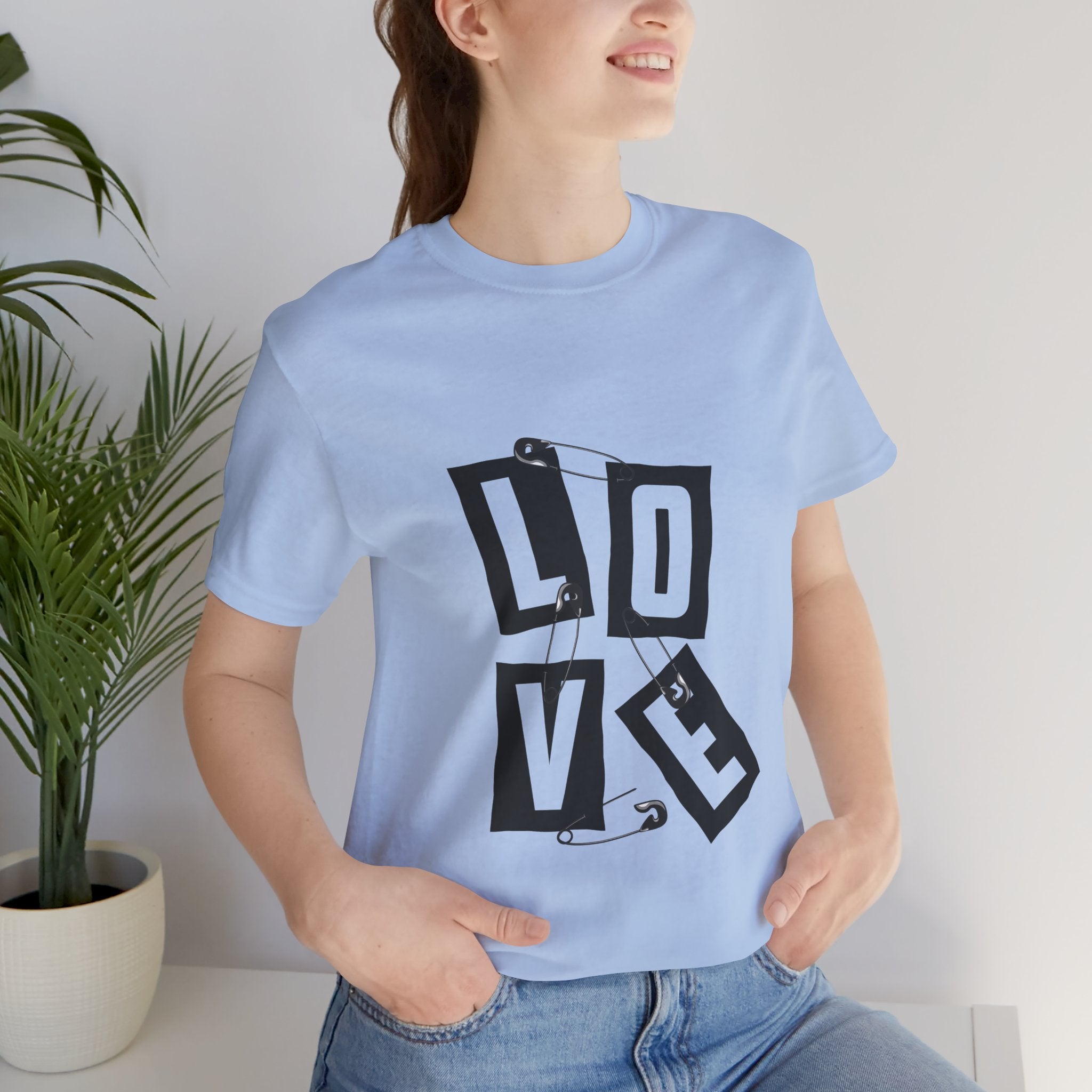 LOVE Safety Pin Graphic Tee — Punk Rock Vintage Valentine T‑Shirt