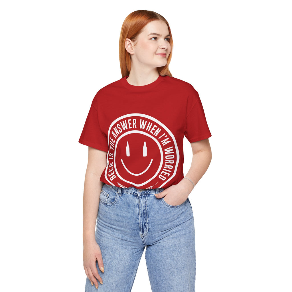 Beer Is The Answer T-Shirt — Funny Smiley Beer Graphic Tee