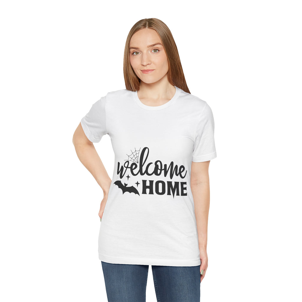 Welcome Home Halloween T-Shirt — Bat & Spiderweb Spooky Tee