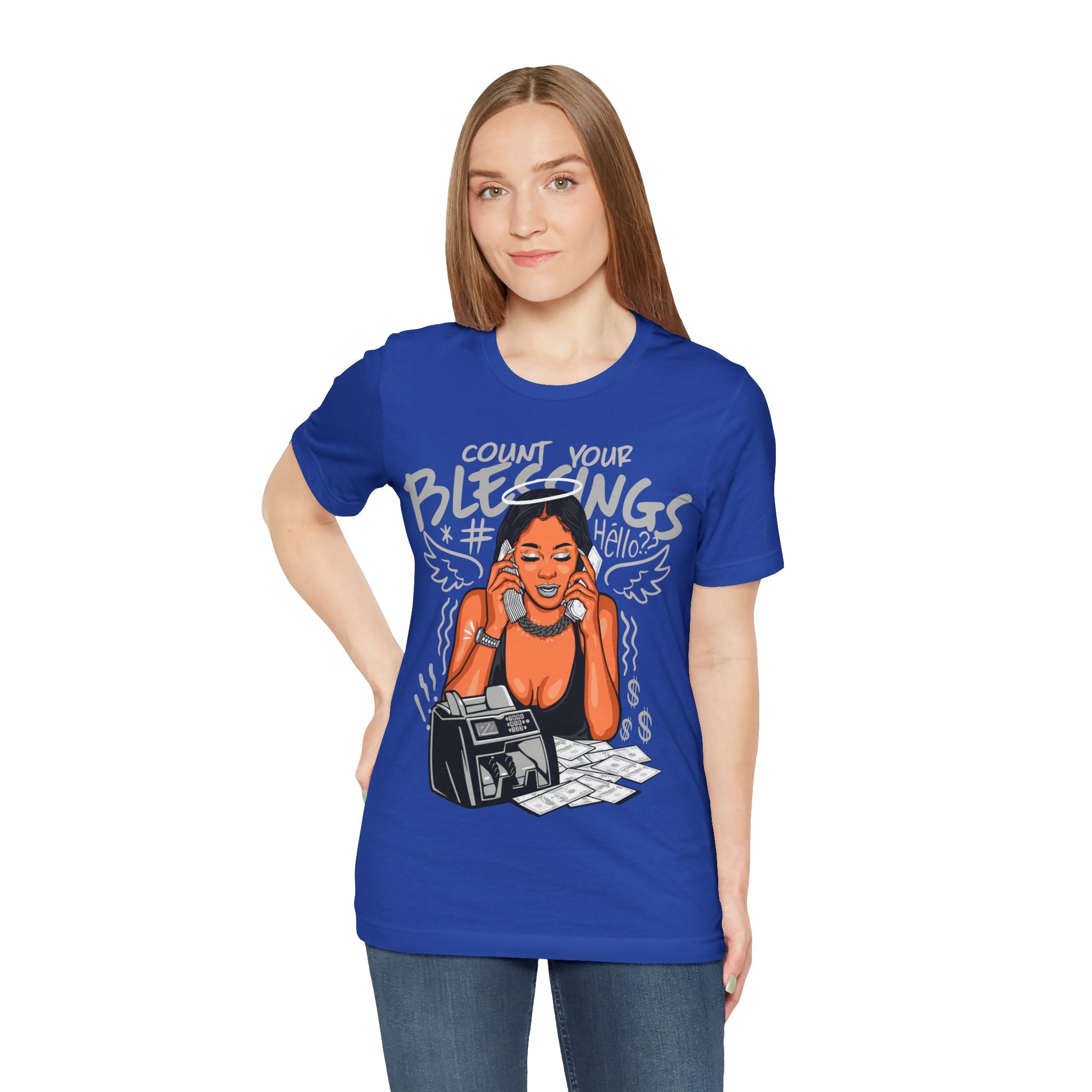Count Your Blessings Tee — Retro Pinup Money Graphic T-Shirt