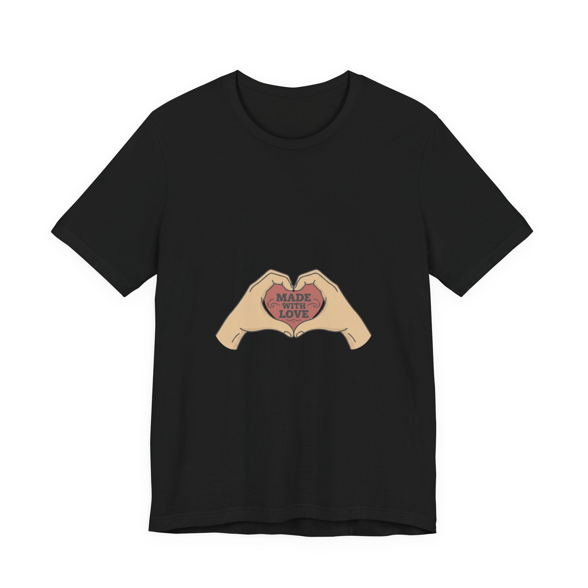 Heart Hands T-Shirt — "Made With Love" Graphic Tee, Cute Valentine’s Day Gift