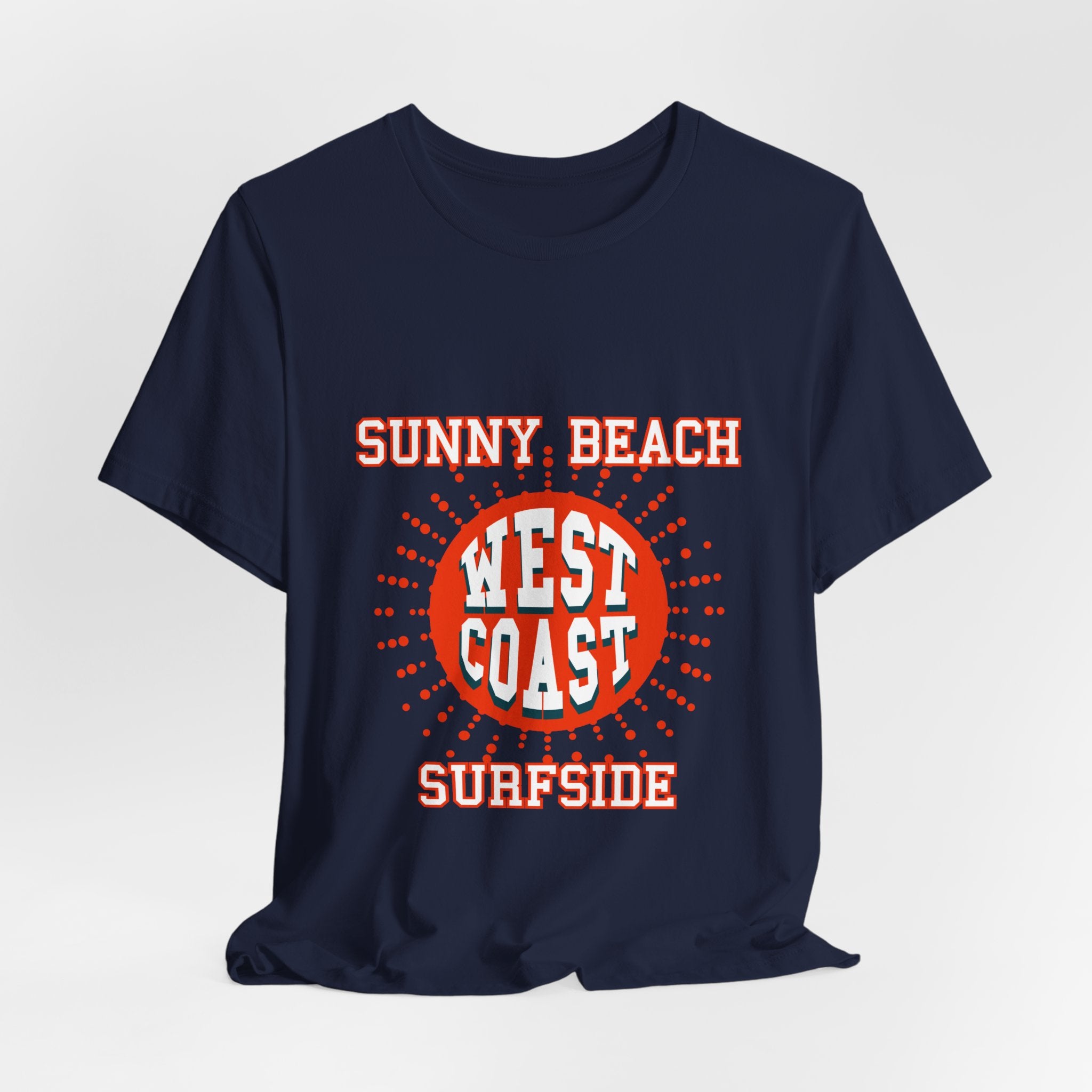 West Coast Sunny Beach Tee — "Sunny Beach West Coast Surfside" Retro Surf T-Shirt