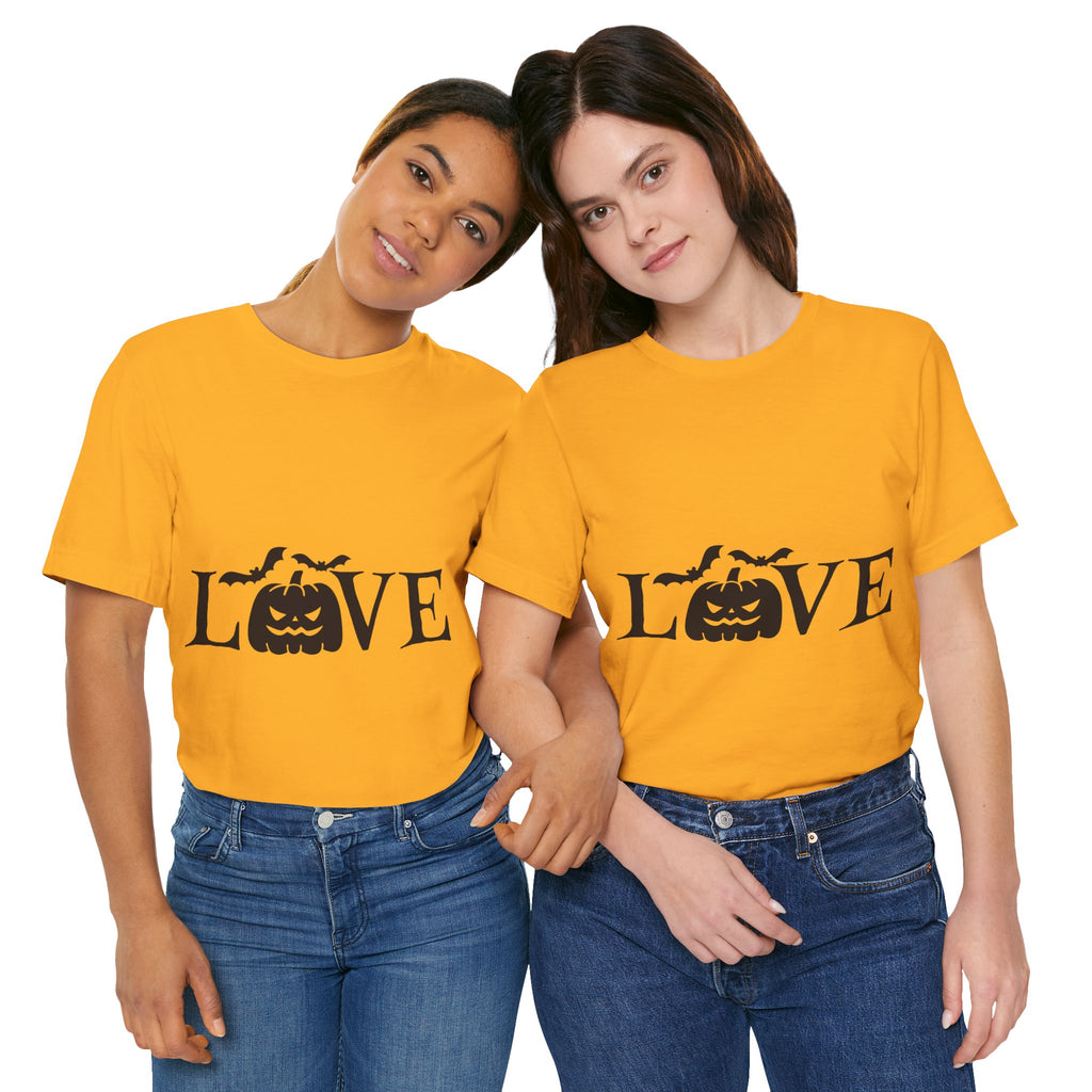 Halloween Love T-Shirt - Jack-o'-Lantern & Bats Graphic Tee