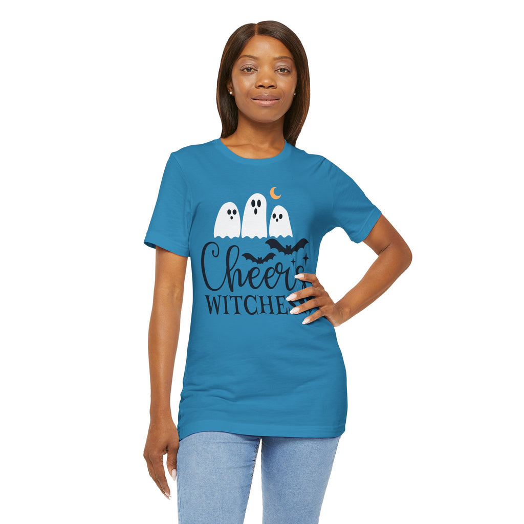 Cheers Witches Halloween Tee — Cute Ghosts, Bats & Party Slogan
