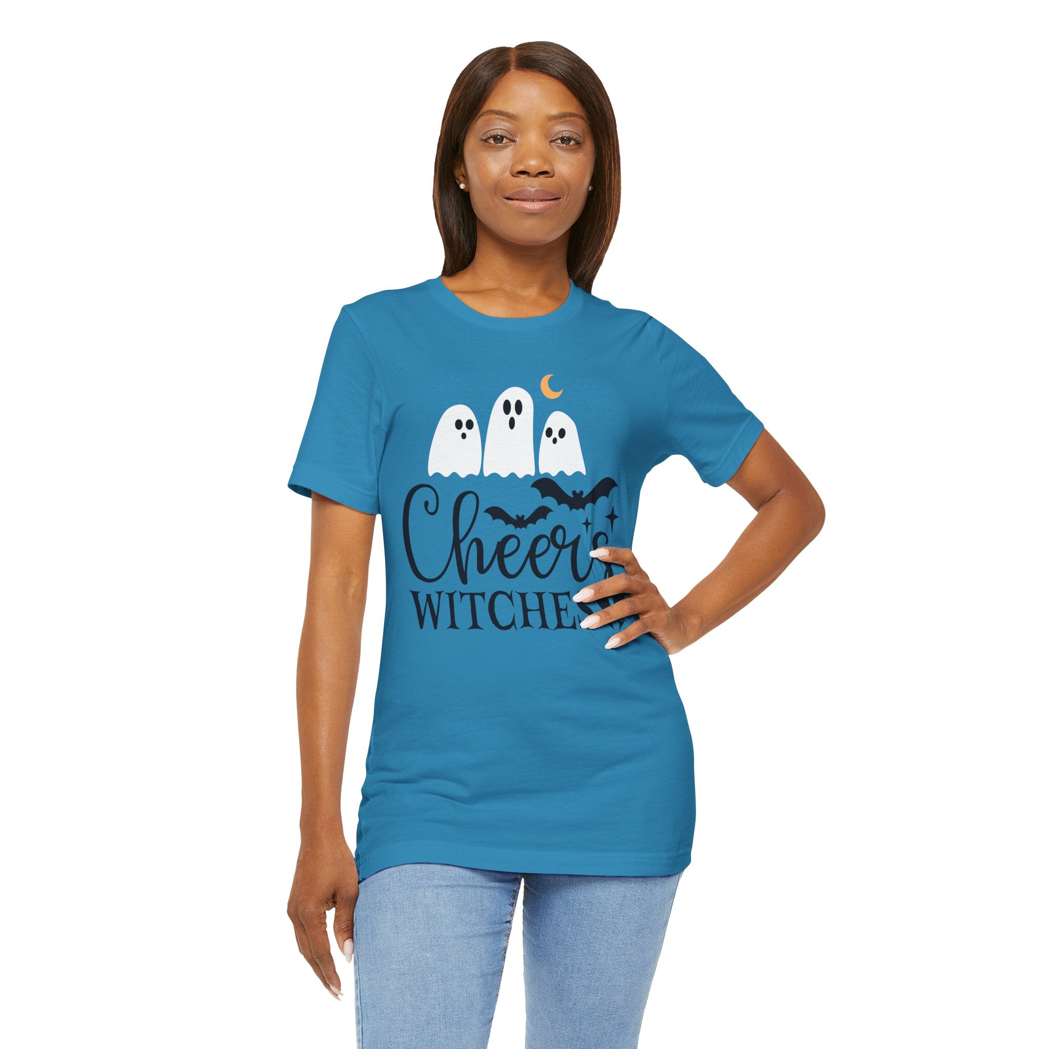 Cheers Witches Halloween Tee — Cute Ghosts, Bats & Party Slogan