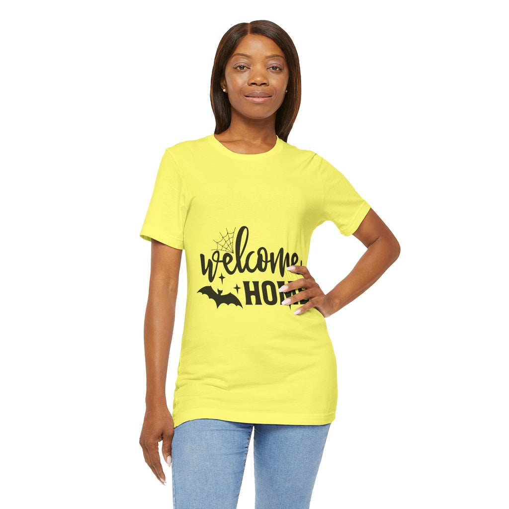 Welcome Home Halloween T-Shirt — Bat & Spiderweb Spooky Tee
