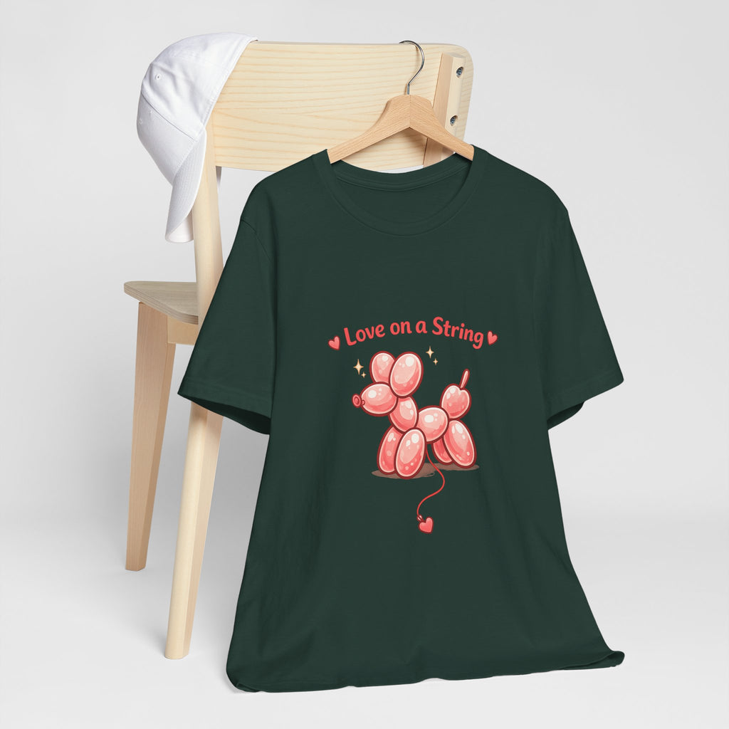 T-Shirt — "Love on a String" Pink Balloon Dog Valentine Tee