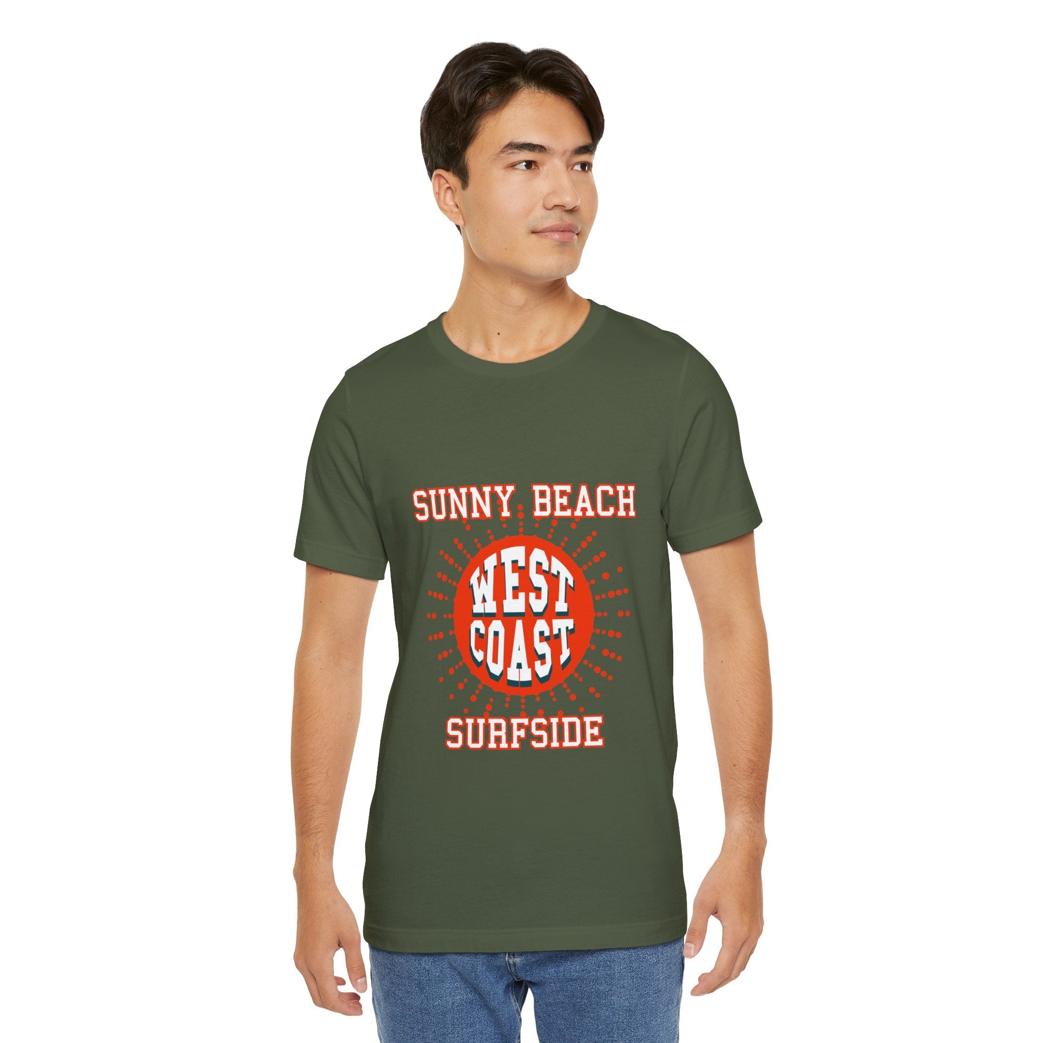 West Coast Sunny Beach Tee — "Sunny Beach West Coast Surfside" Retro Surf T-Shirt