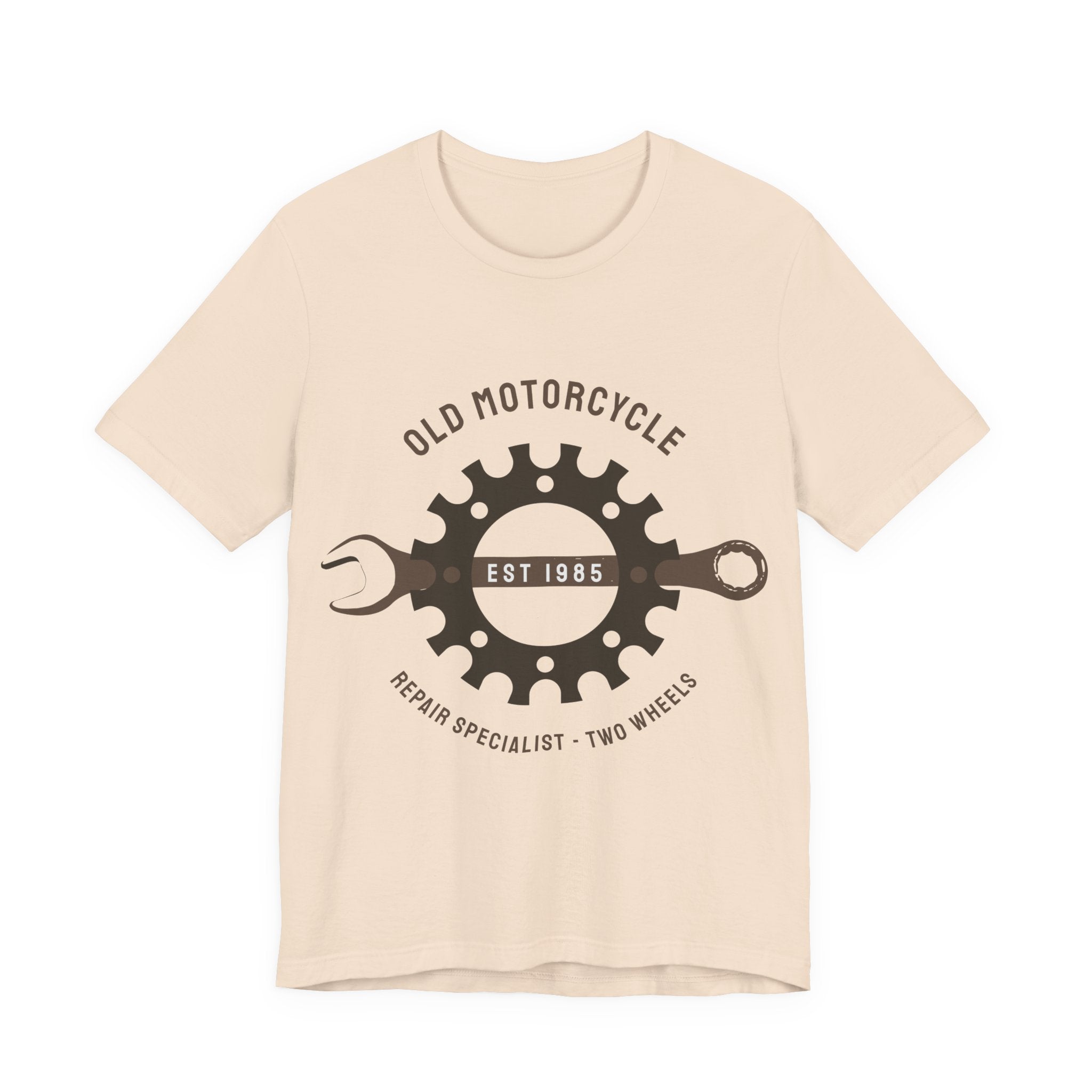 Old Motorcycle Repair Tee — 'Old Motorcycle Est 1985' Vintage Wrench & Gear T-Shirt