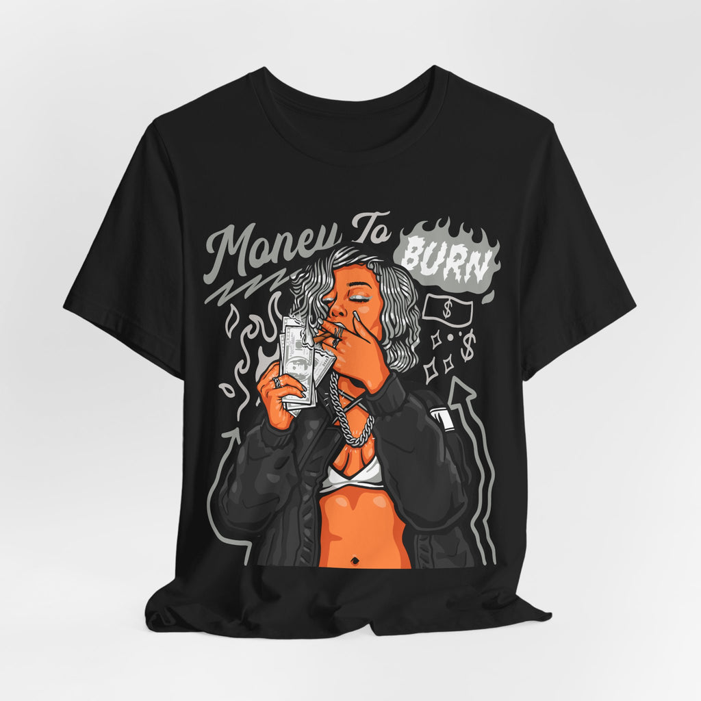 Money to Burn Graphic Tee — Women Smoking Cash Streetwear T-Shirt