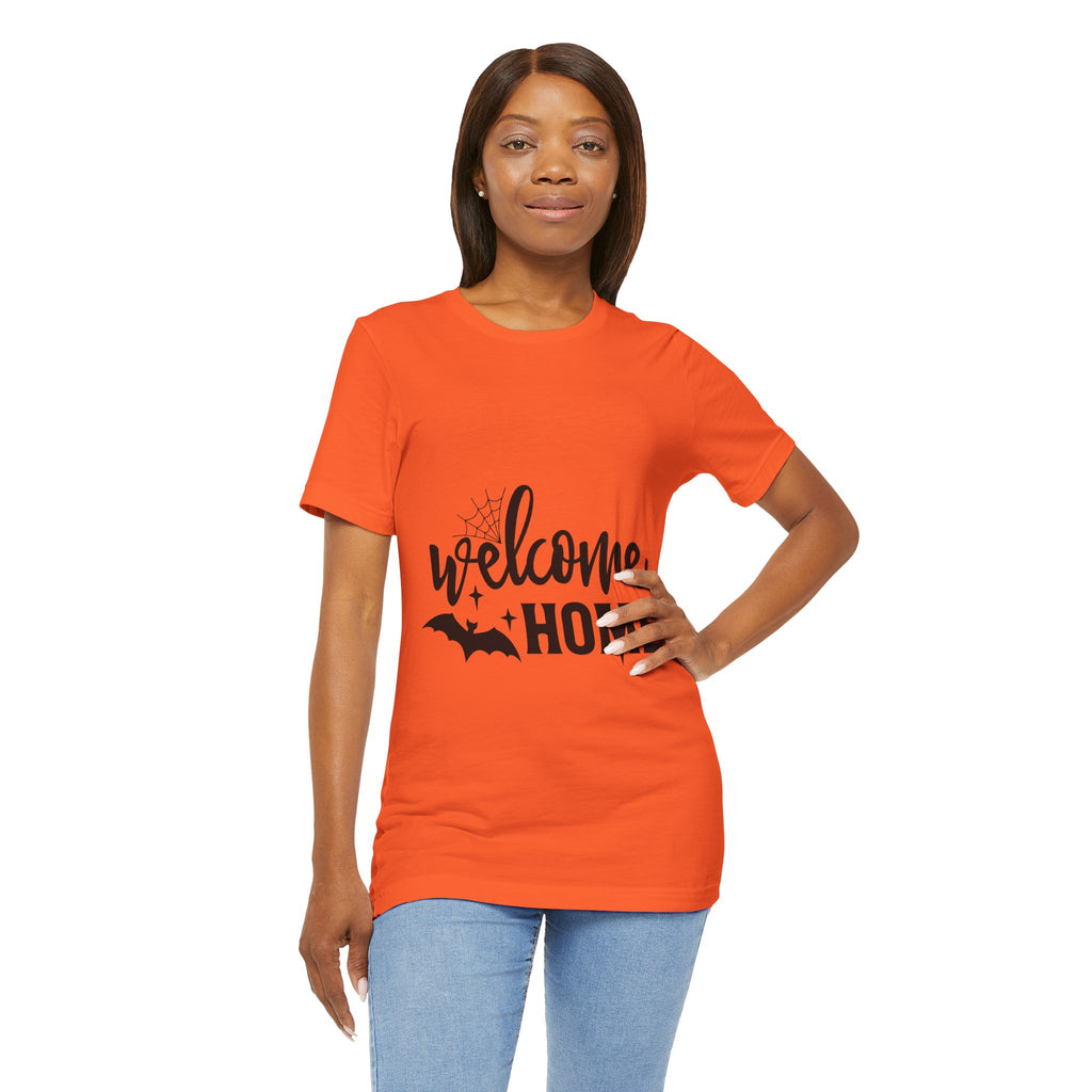 Welcome Home Halloween T-Shirt — Bat & Spiderweb Spooky Tee