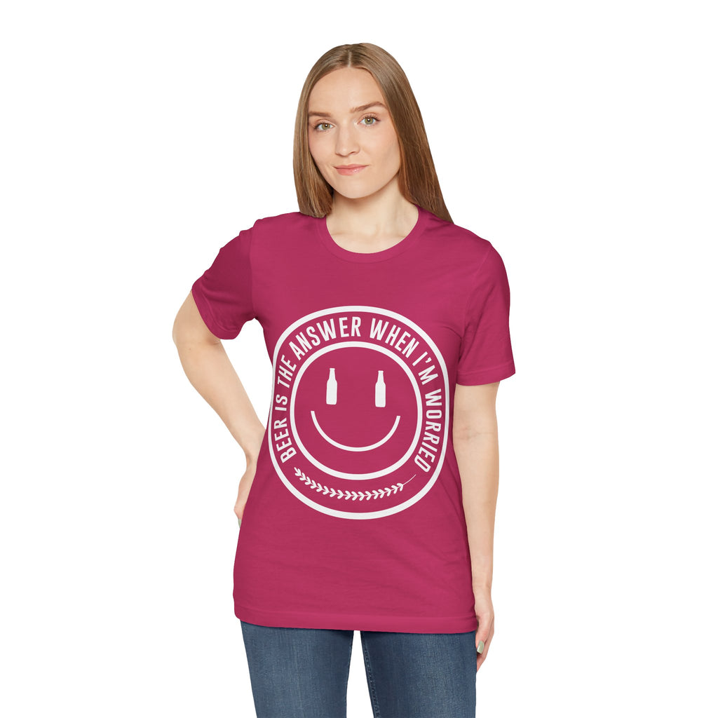 Beer Is The Answer T-Shirt — Funny Smiley Beer Graphic Tee